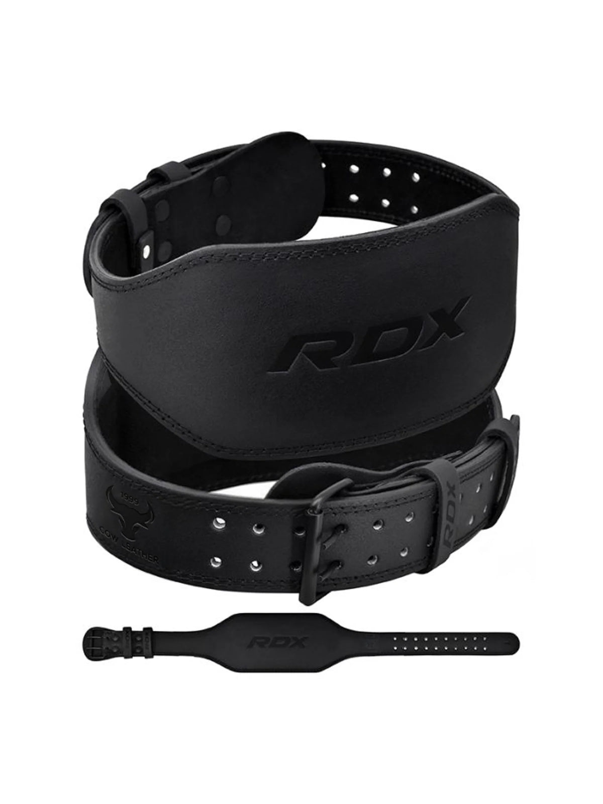 RDX 6 Inch Leather Gym Belt - Full Black