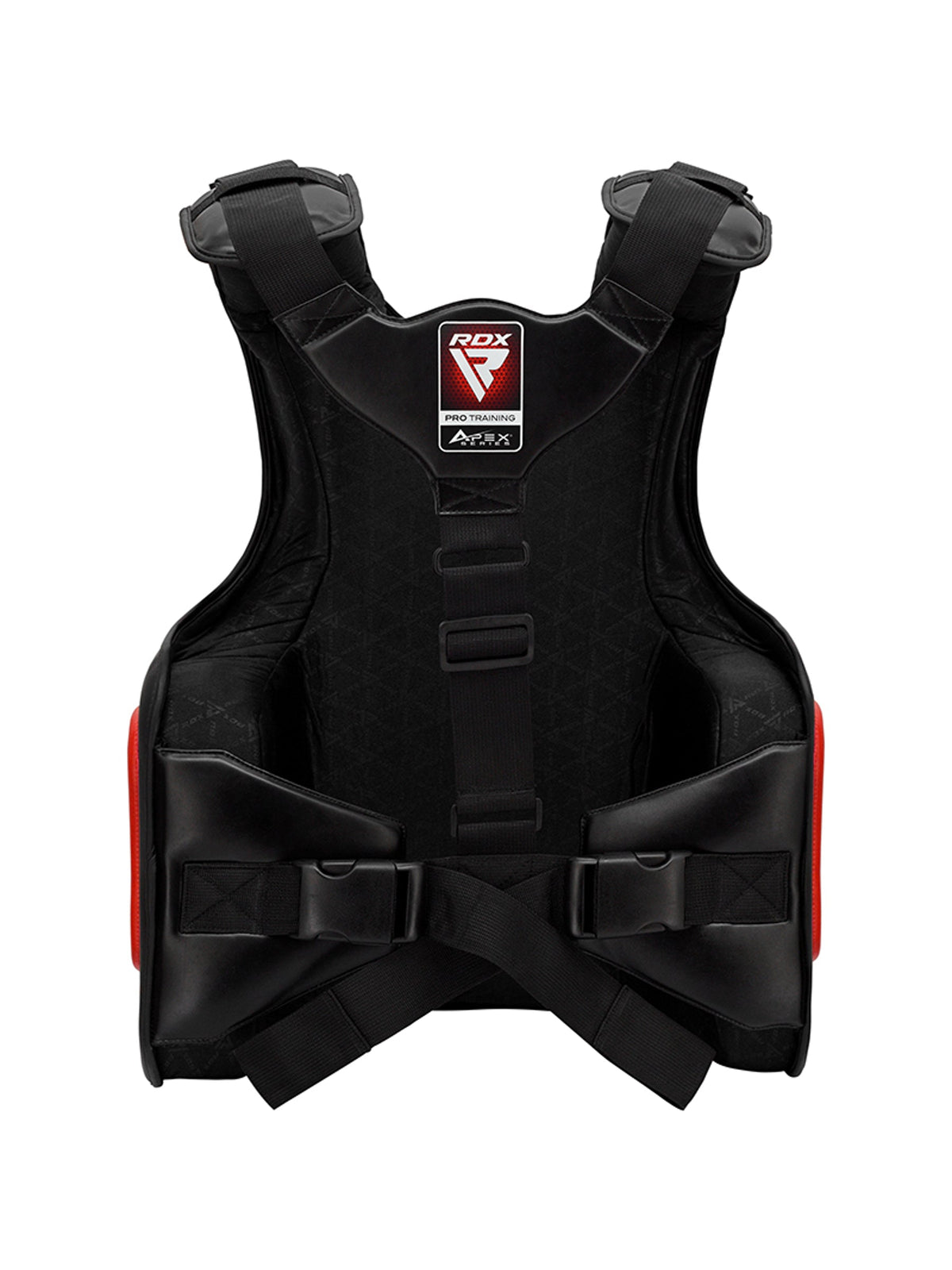 RDX APEX Coach Body Protector, red, back view showing strap harness