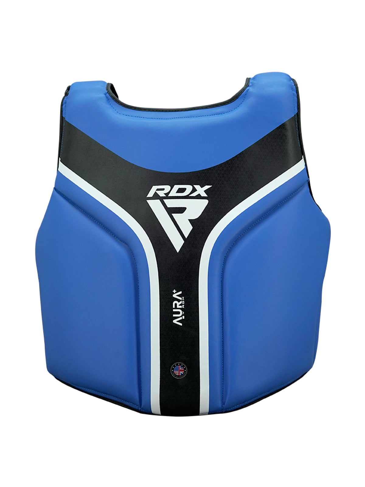 RDX Aura Plus T-17 Chest Guard, blue and black, front view