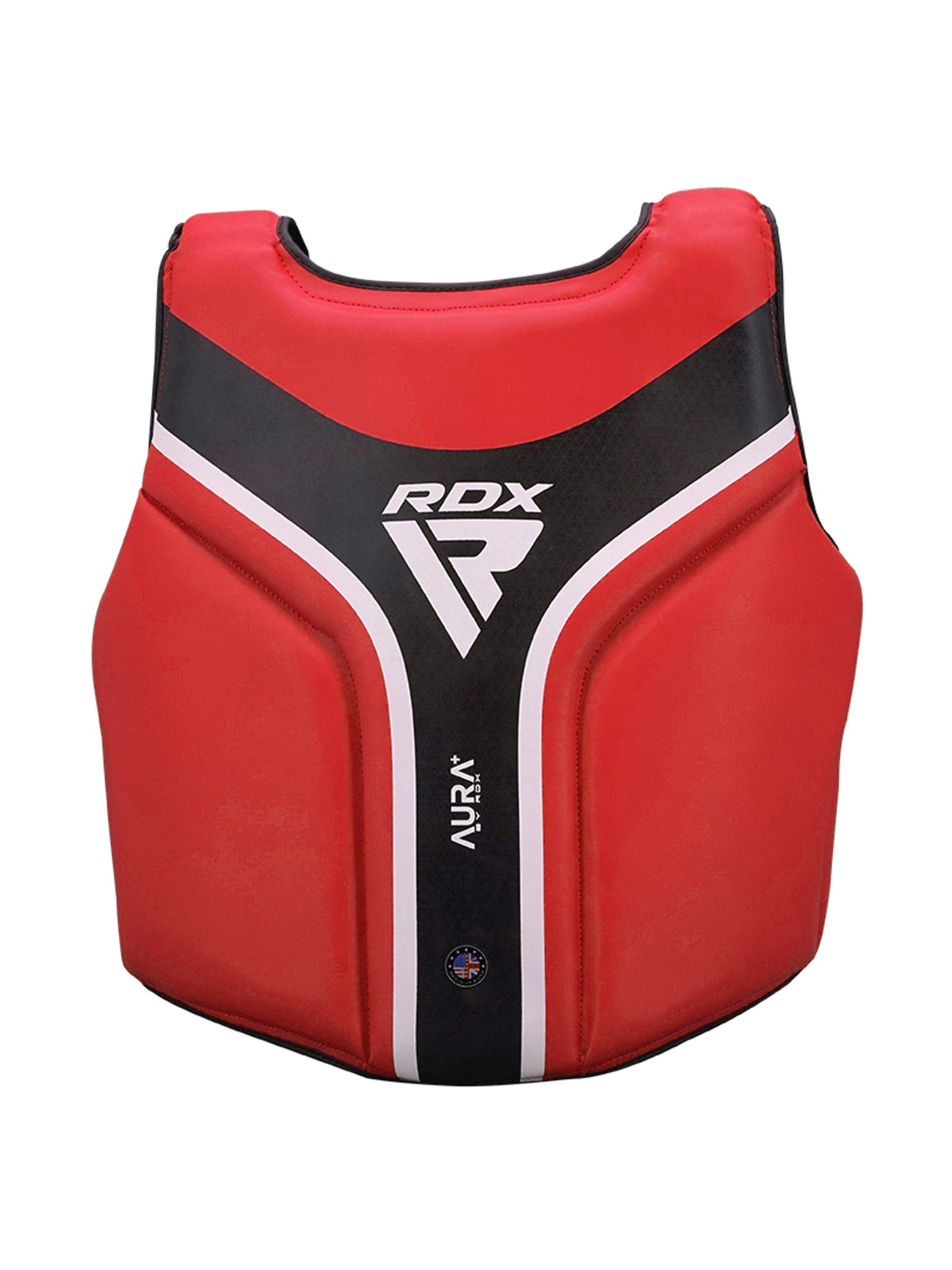RDX Aura Plus T-17 Chest Guard, red and black, front view