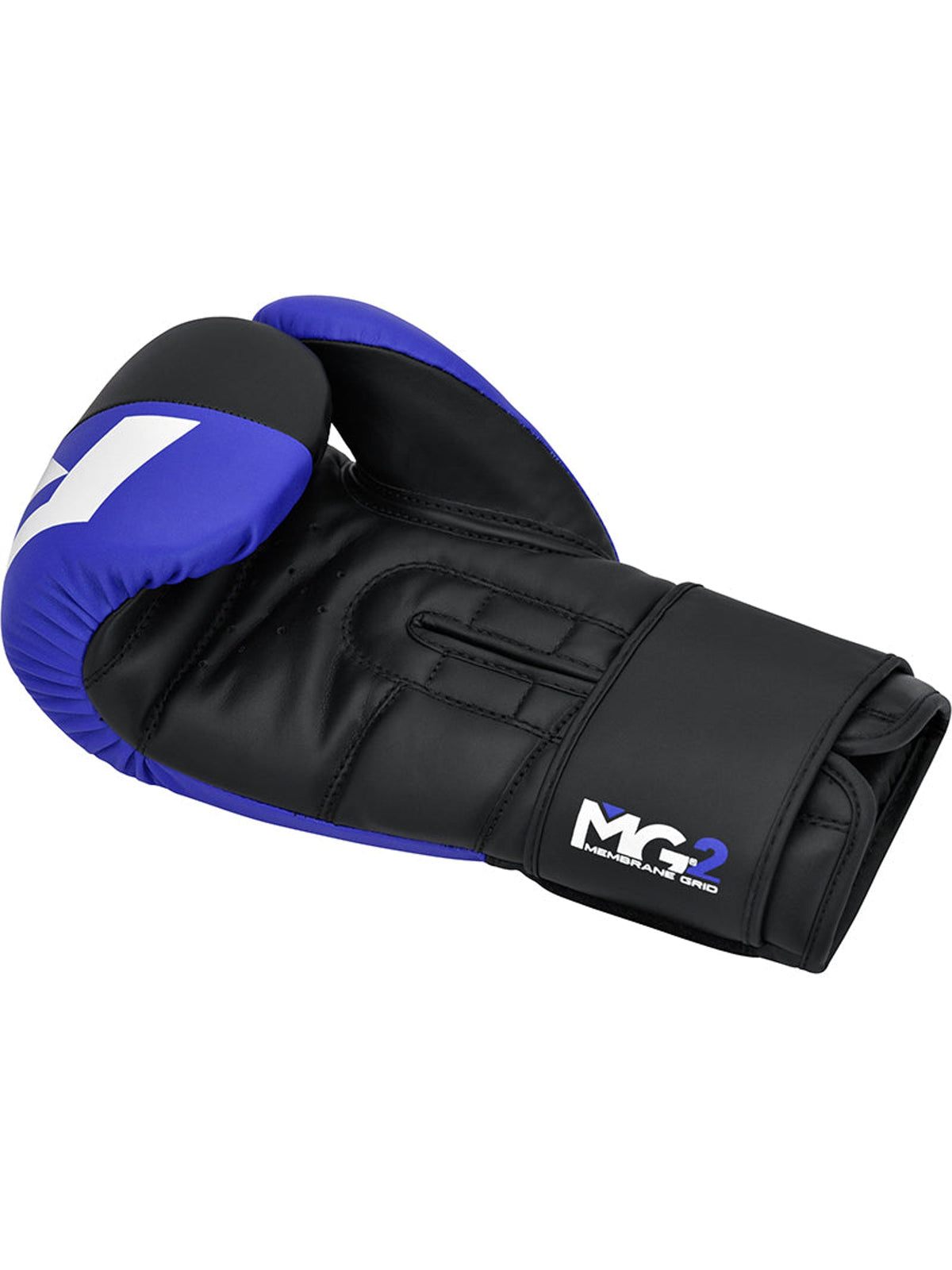 RDX F4 Boxing Sparring Gloves Hook & Loop, blue/black, palm side view
