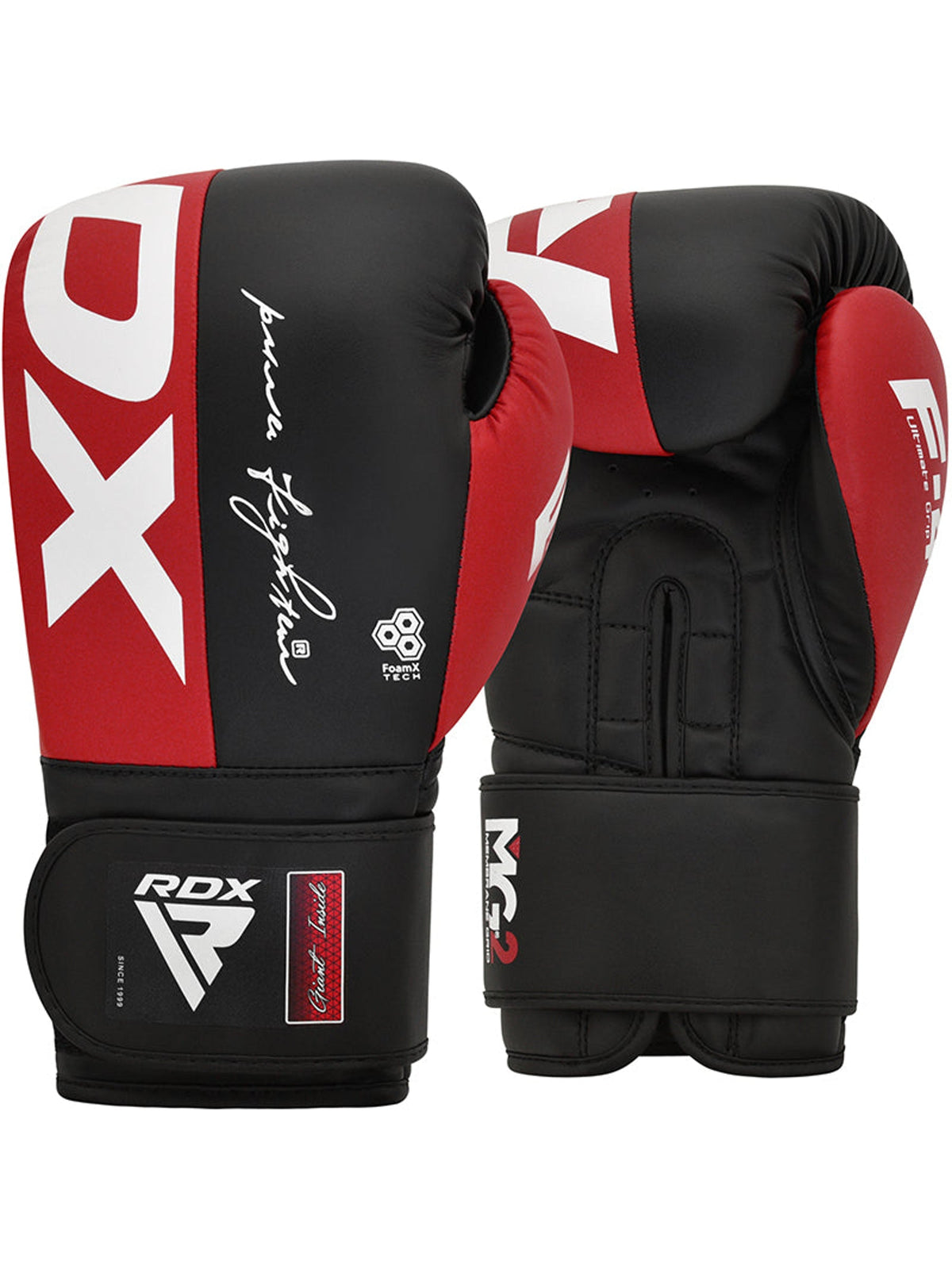 RDX F4 Boxing Sparring Gloves Hook & Loop, red/black, front pair