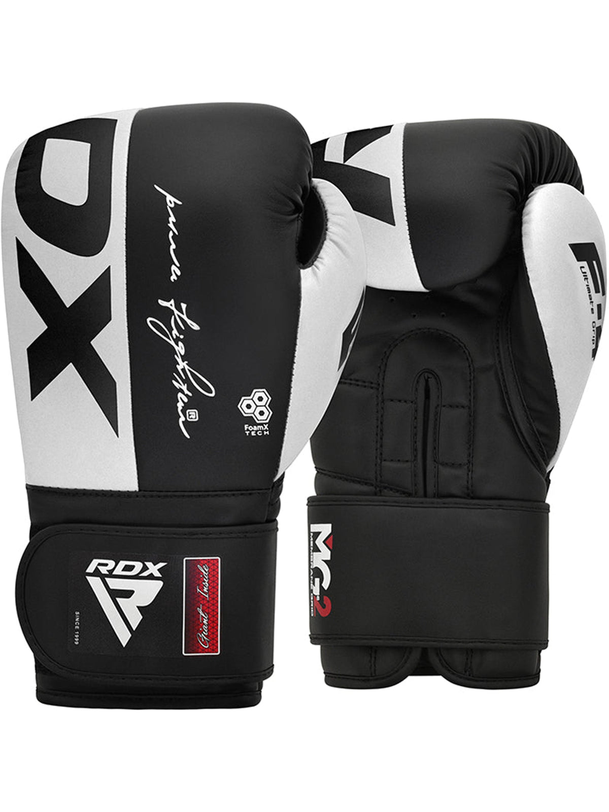 RDX F4 Boxing Sparring Gloves Hook & Loop, white/black, front pair
