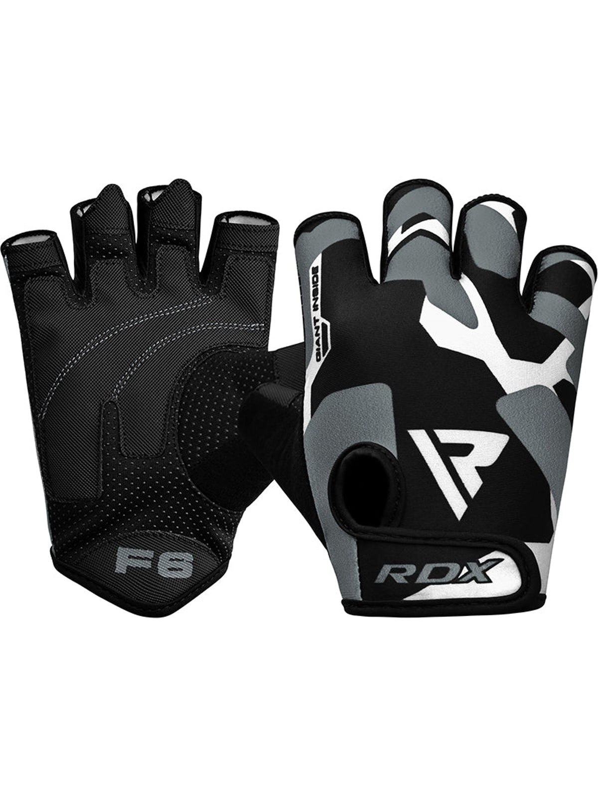 RDX F6 Fitness Gym Gloves, grey, main image