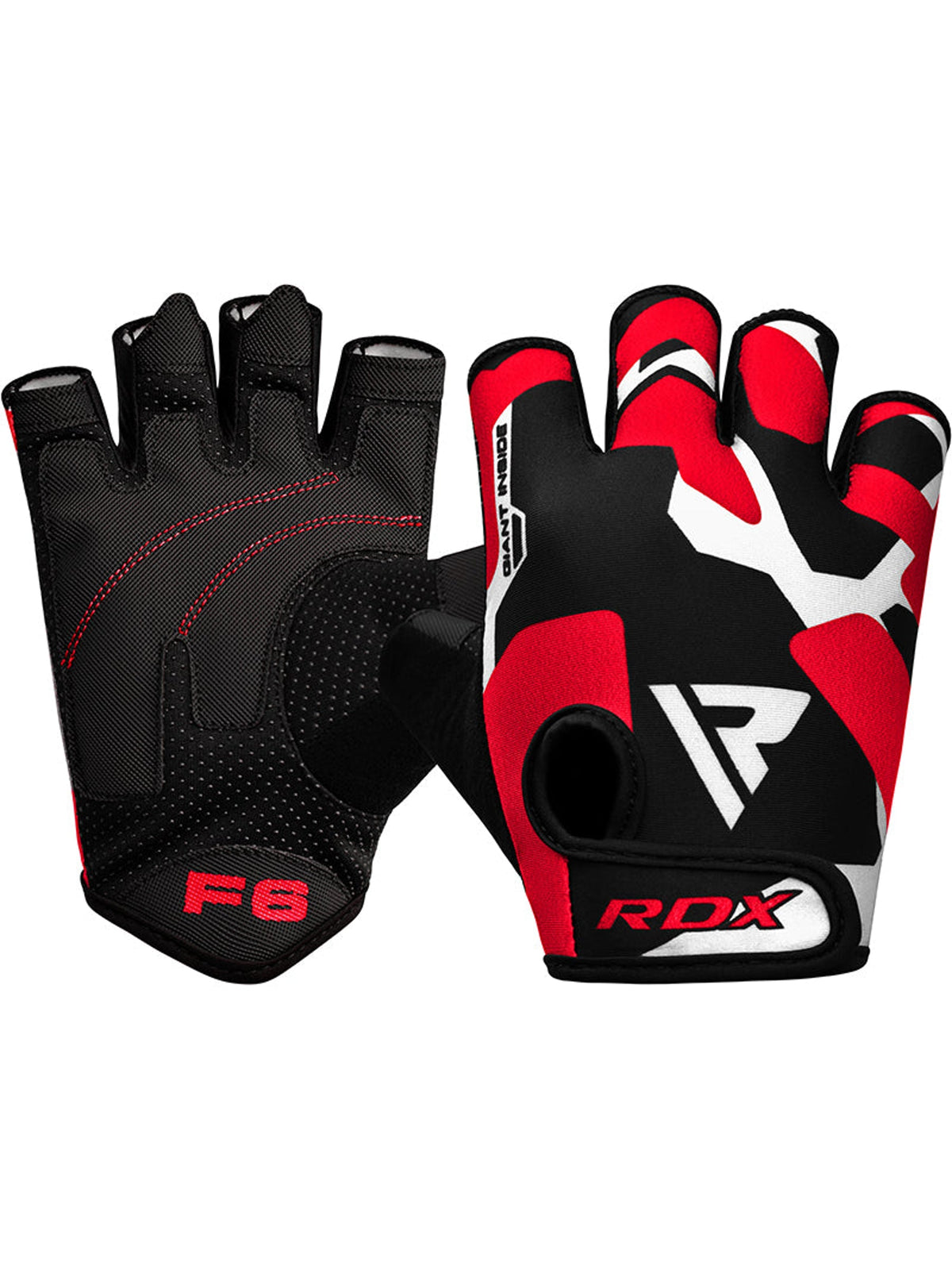 RDX F6 Fitness Gym Gloves, red, main image