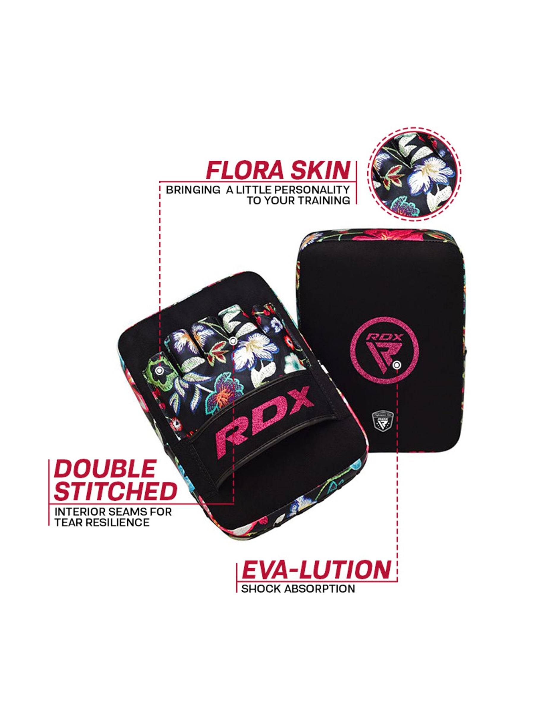 RDX FL3 Floral Focus Pads - Black