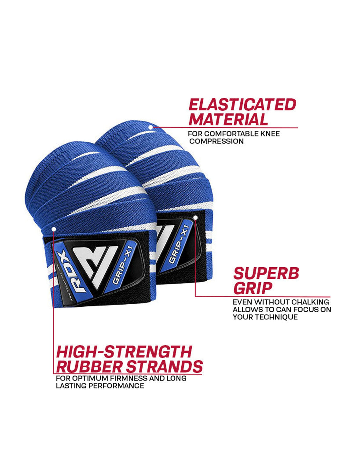 RDX K4 Weightlifting Knee Wraps – Blue