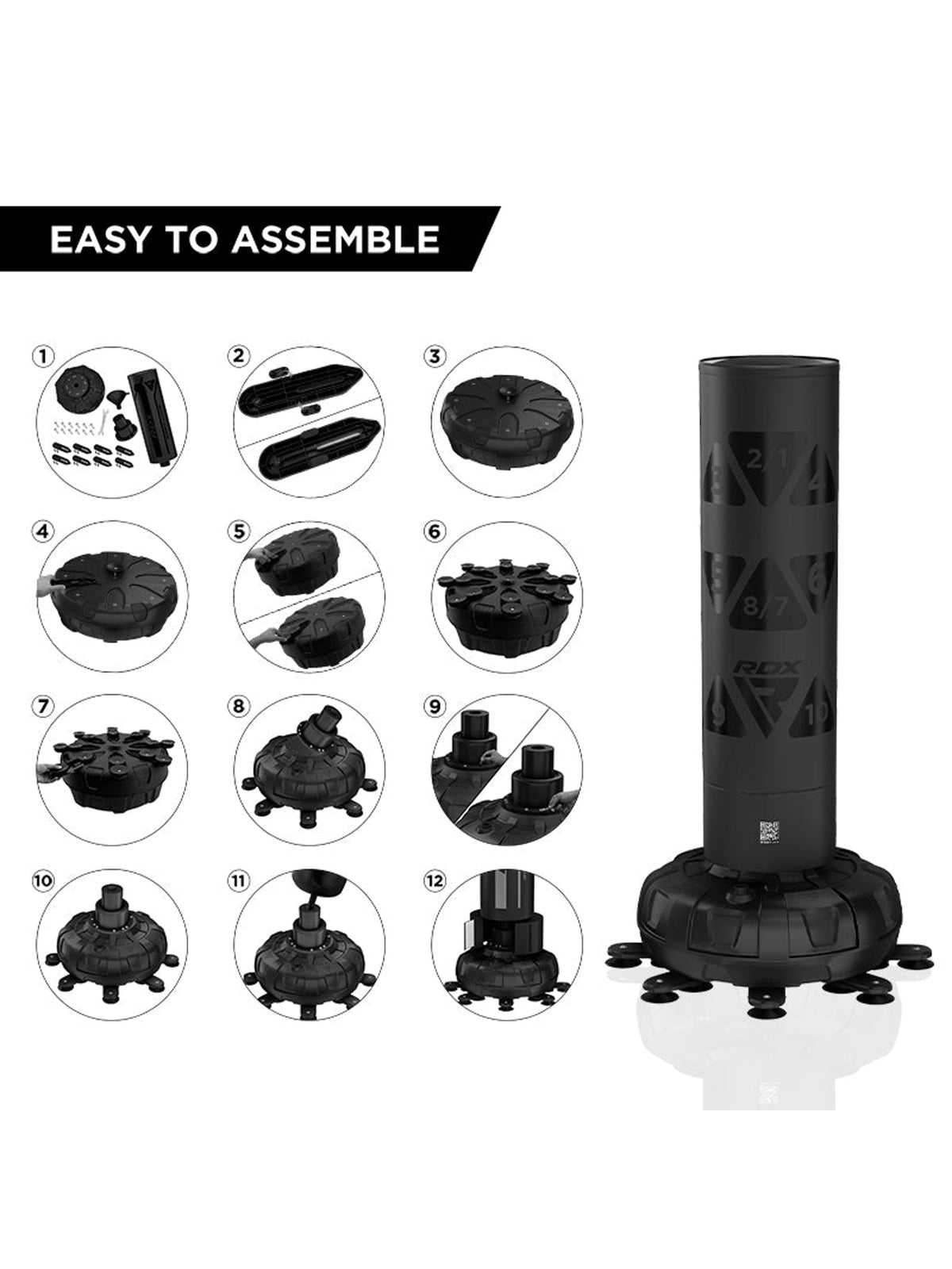 RDX KT Ronin 6ft Free Standing Target Punch Bag with Mitts Set – Black