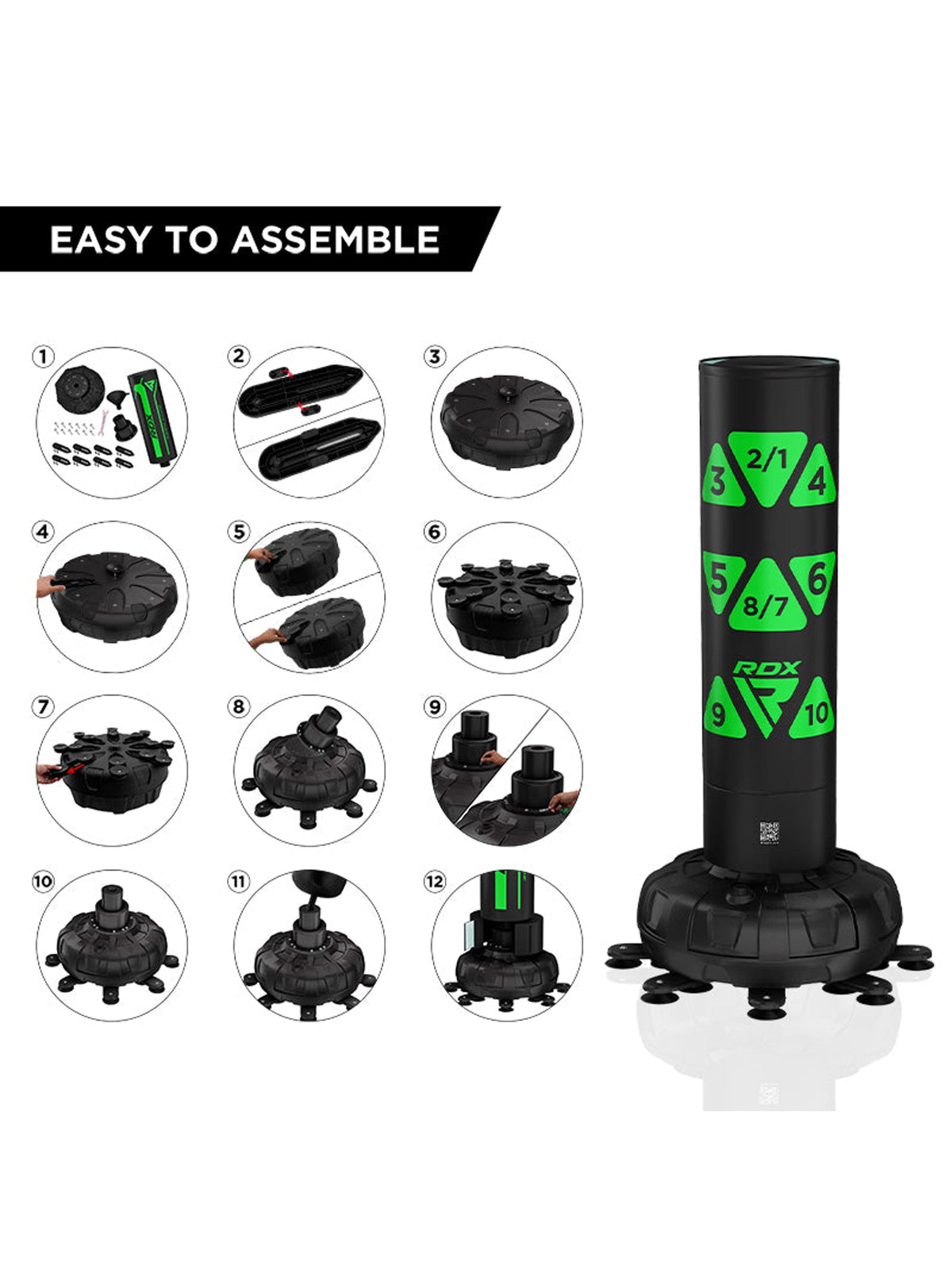 RDX KT Ronin 6ft Free Standing Target Punch Bag with Mitts Set – Green