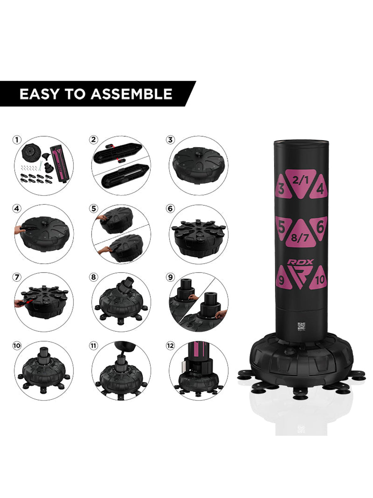 RDX KT Ronin 6ft Free Standing Target Punch Bag with Mitts Set – Pink