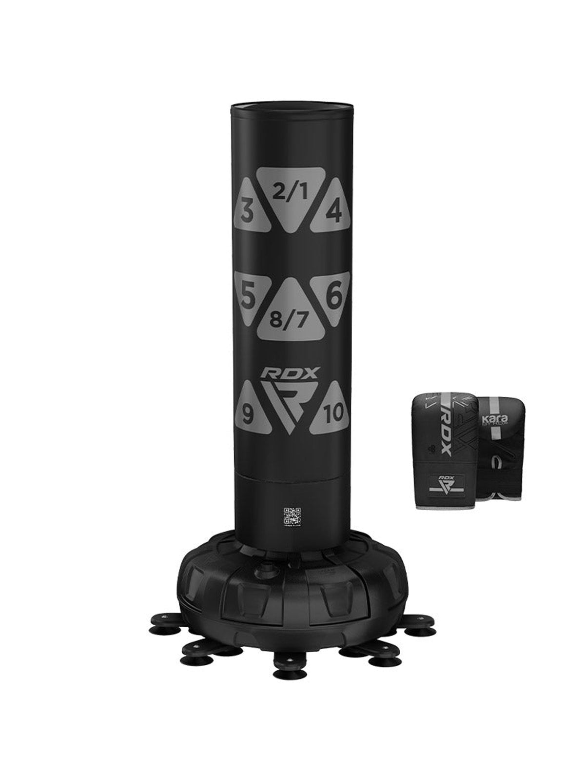 RDX KT Ronin 6ft Free Standing Target Punch Bag with Mitts Set – Silver