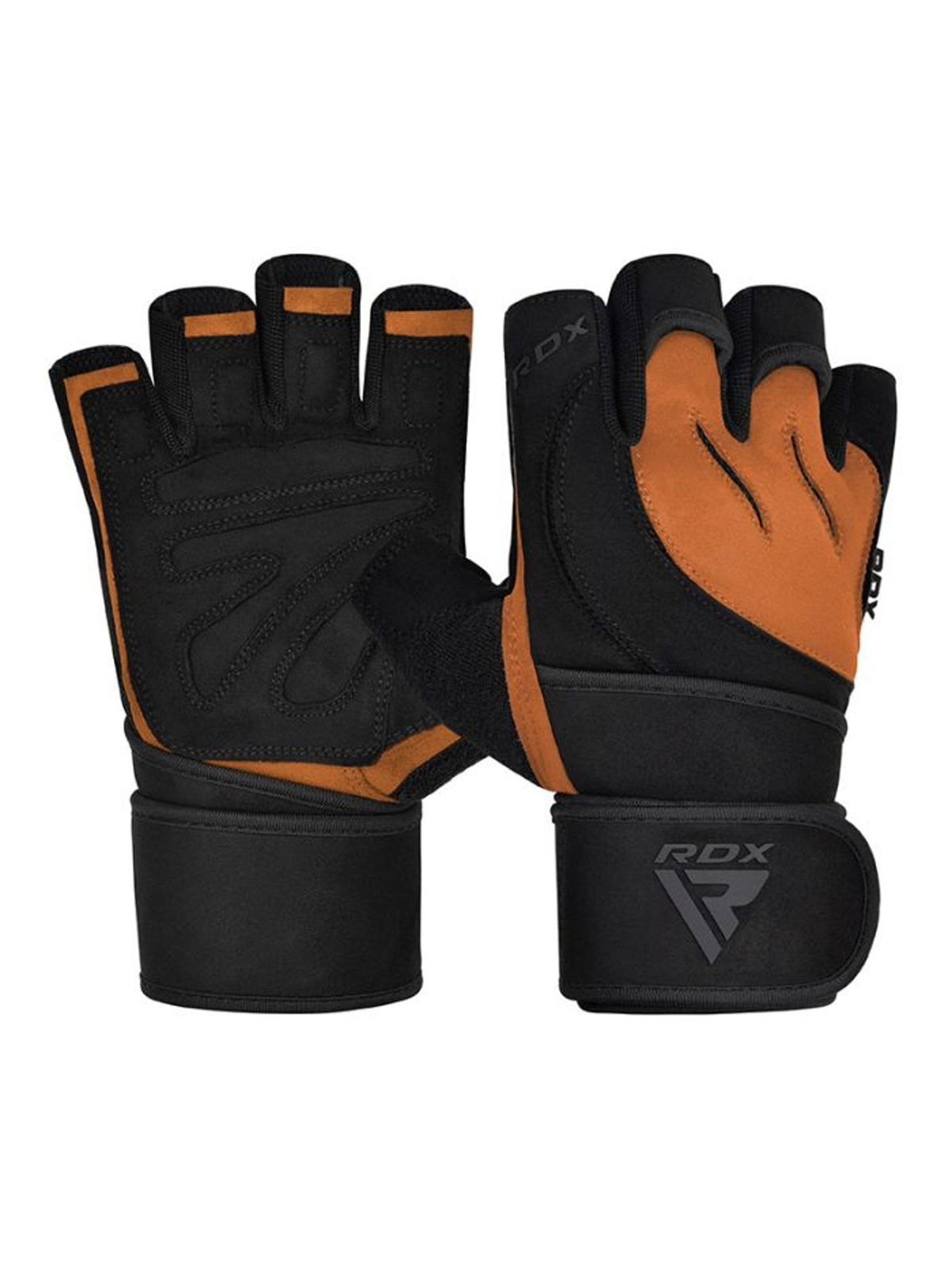RDX L4 Open Finger Weightlifting Gym Gloves - Tan