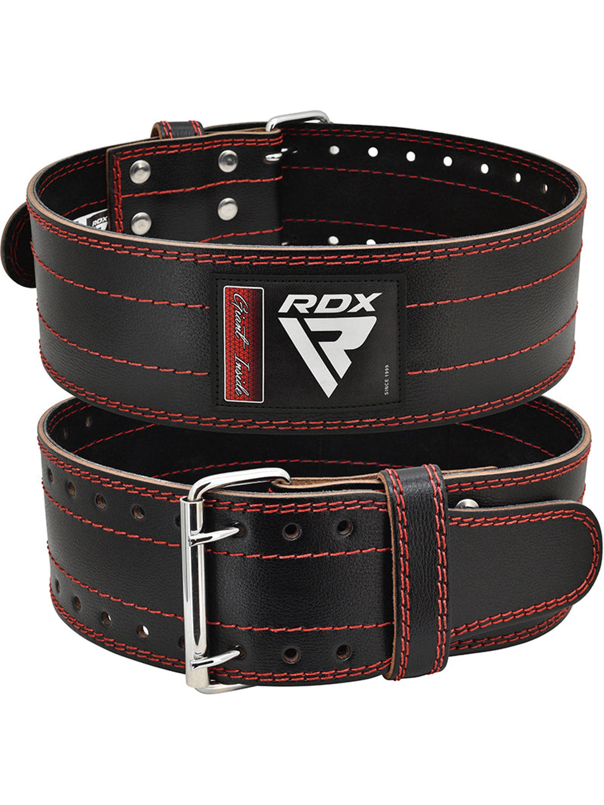 RDX RD1 Powerlifting Leather Gym Belt, red, image 2