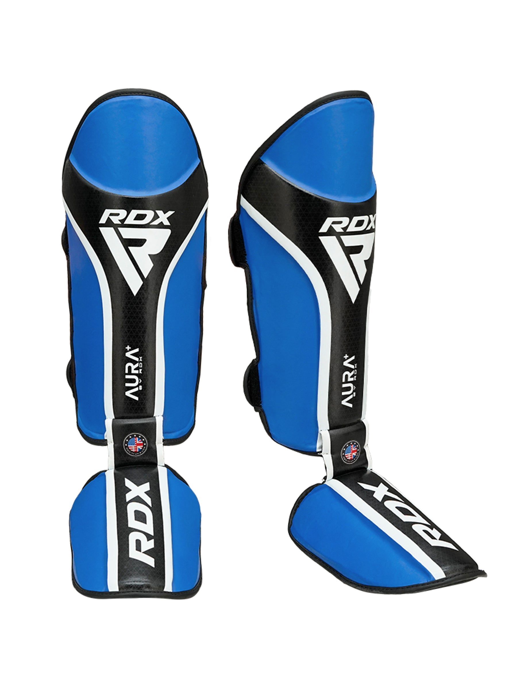 RDX Aura Plus T-17 Shin Instep Guards - Blue/Black