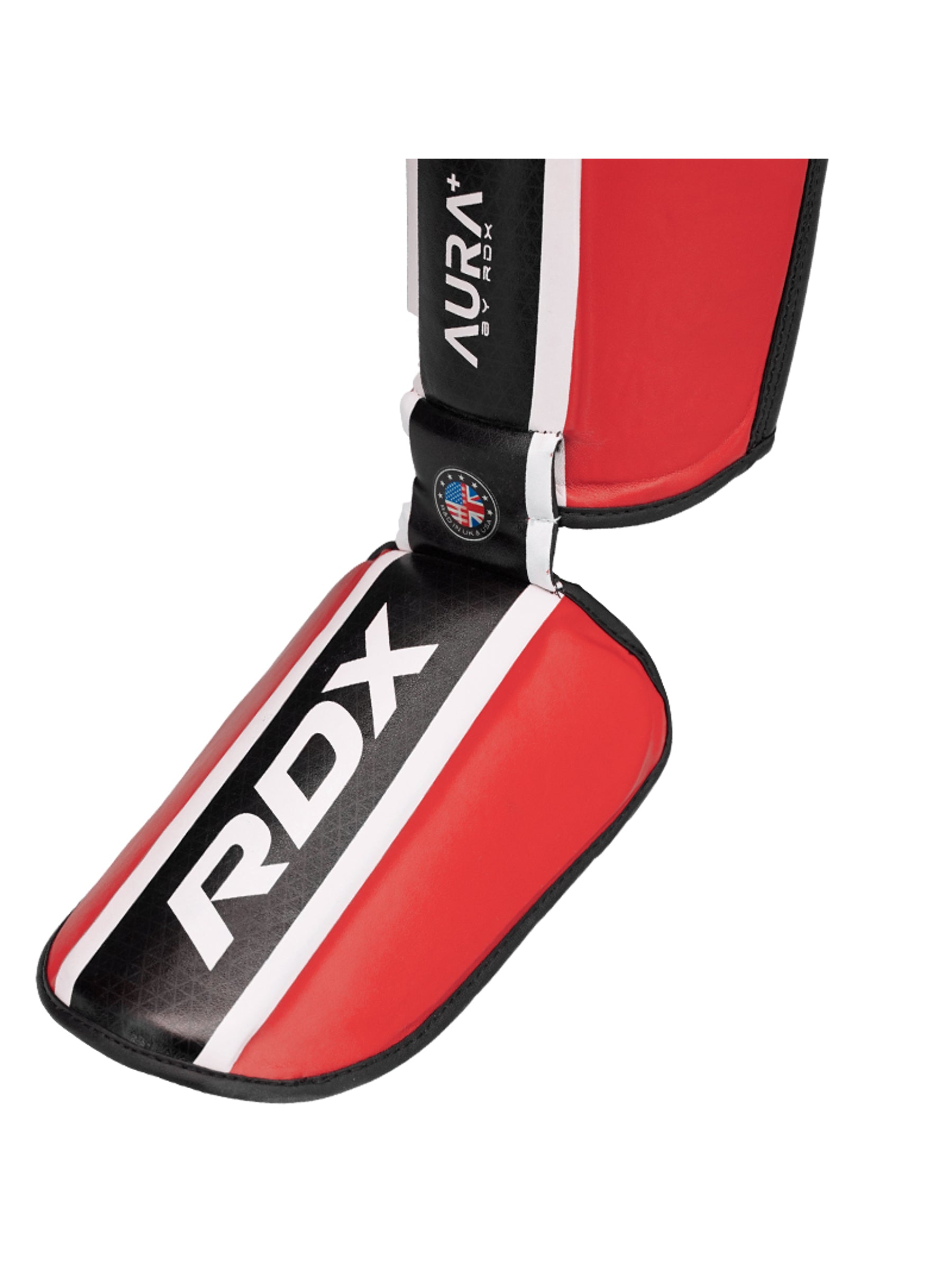 RDX Aura Plus T-17 Shin Instep Guards - Red/Black