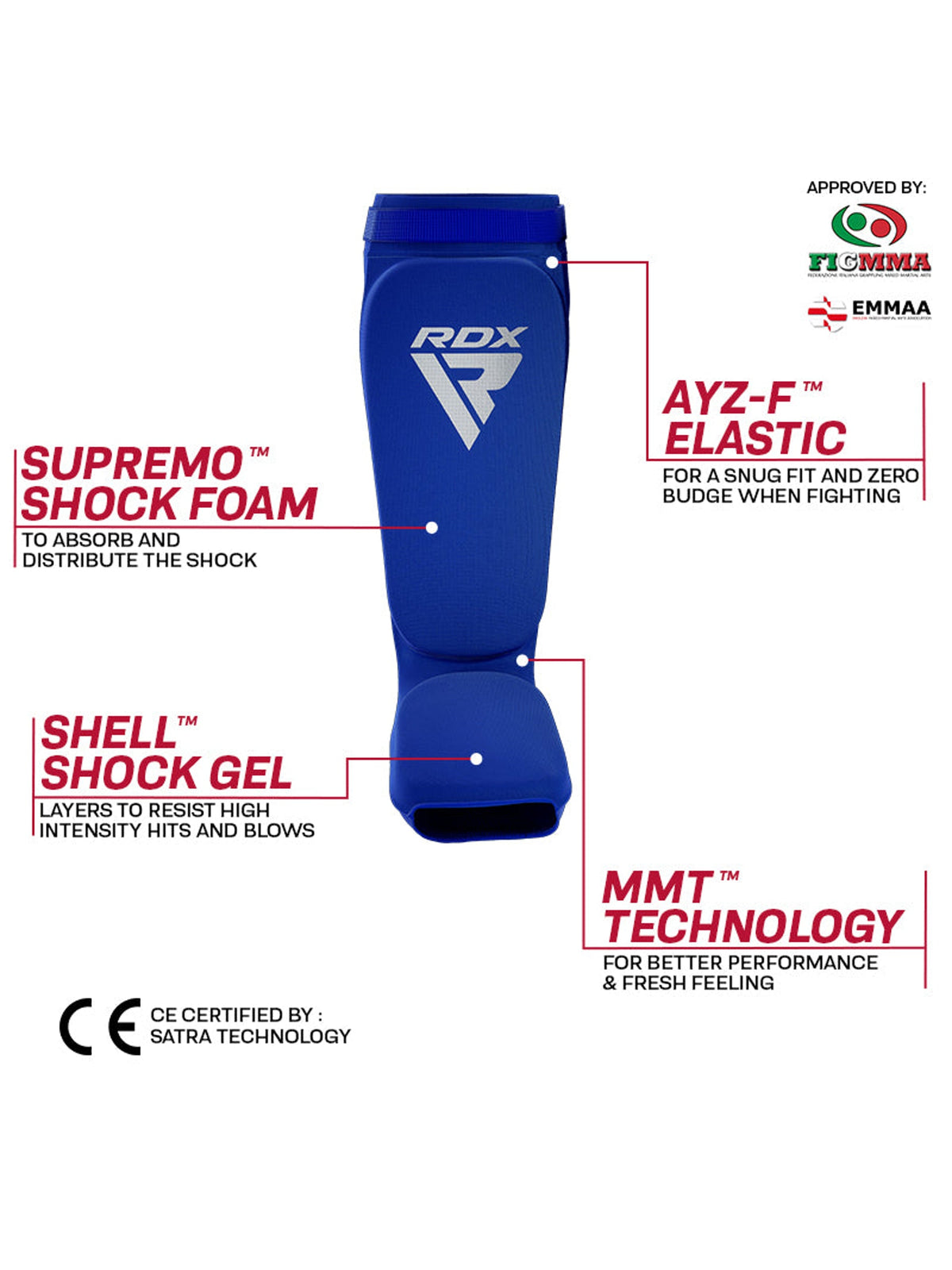 RDX SIB Shin Instep Guard - Blue/White