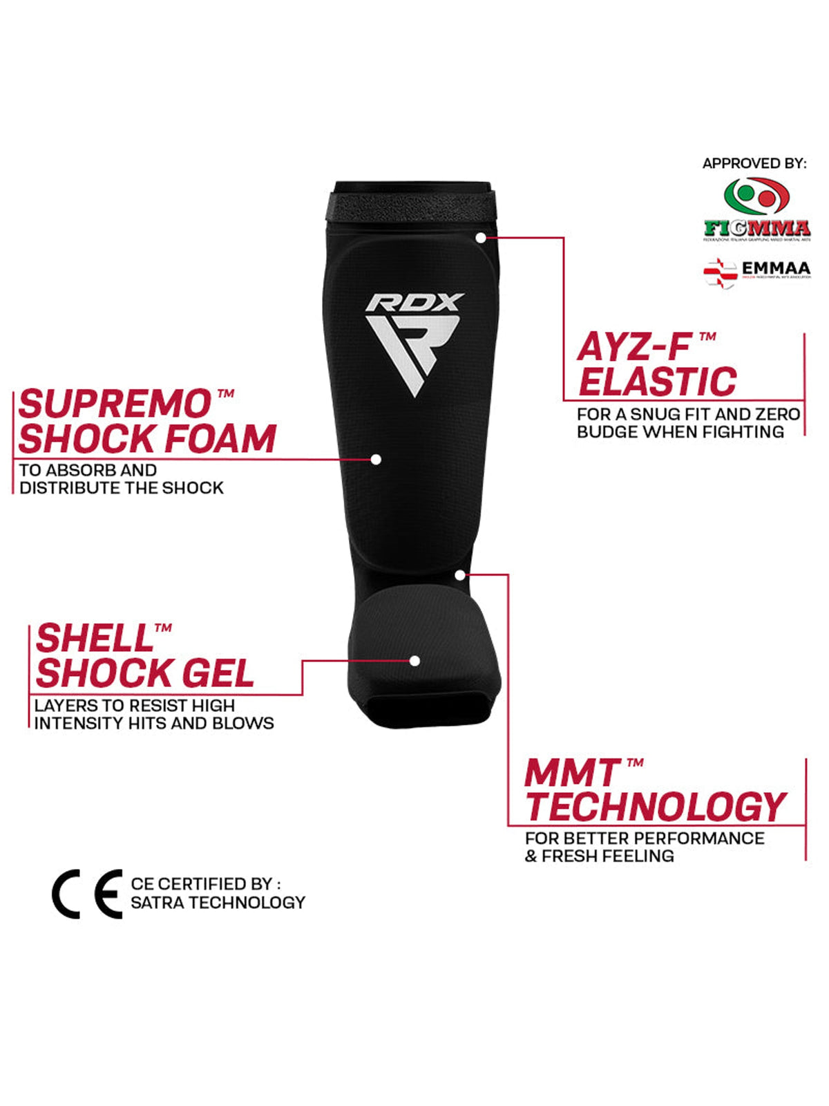 RDX SIB Shin Instep Guard - Black/White