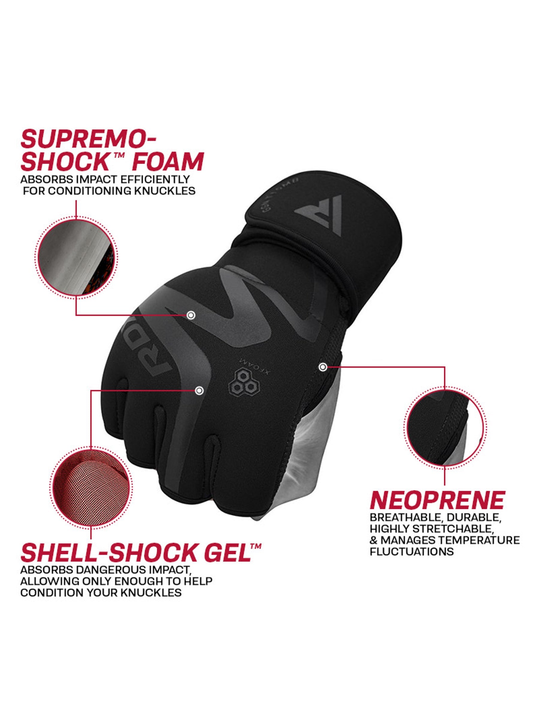 RDX T15 Noir Inner Gloves - Black