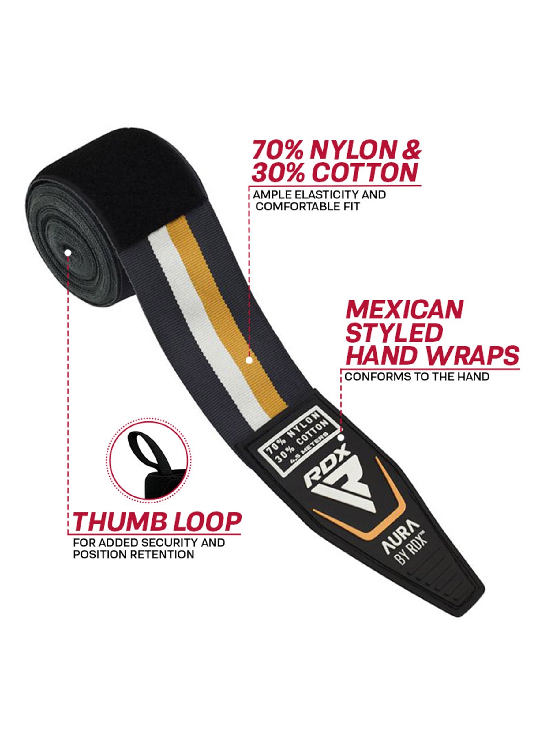 RDX Hand Wrap Aura Plus T-17 – Golden