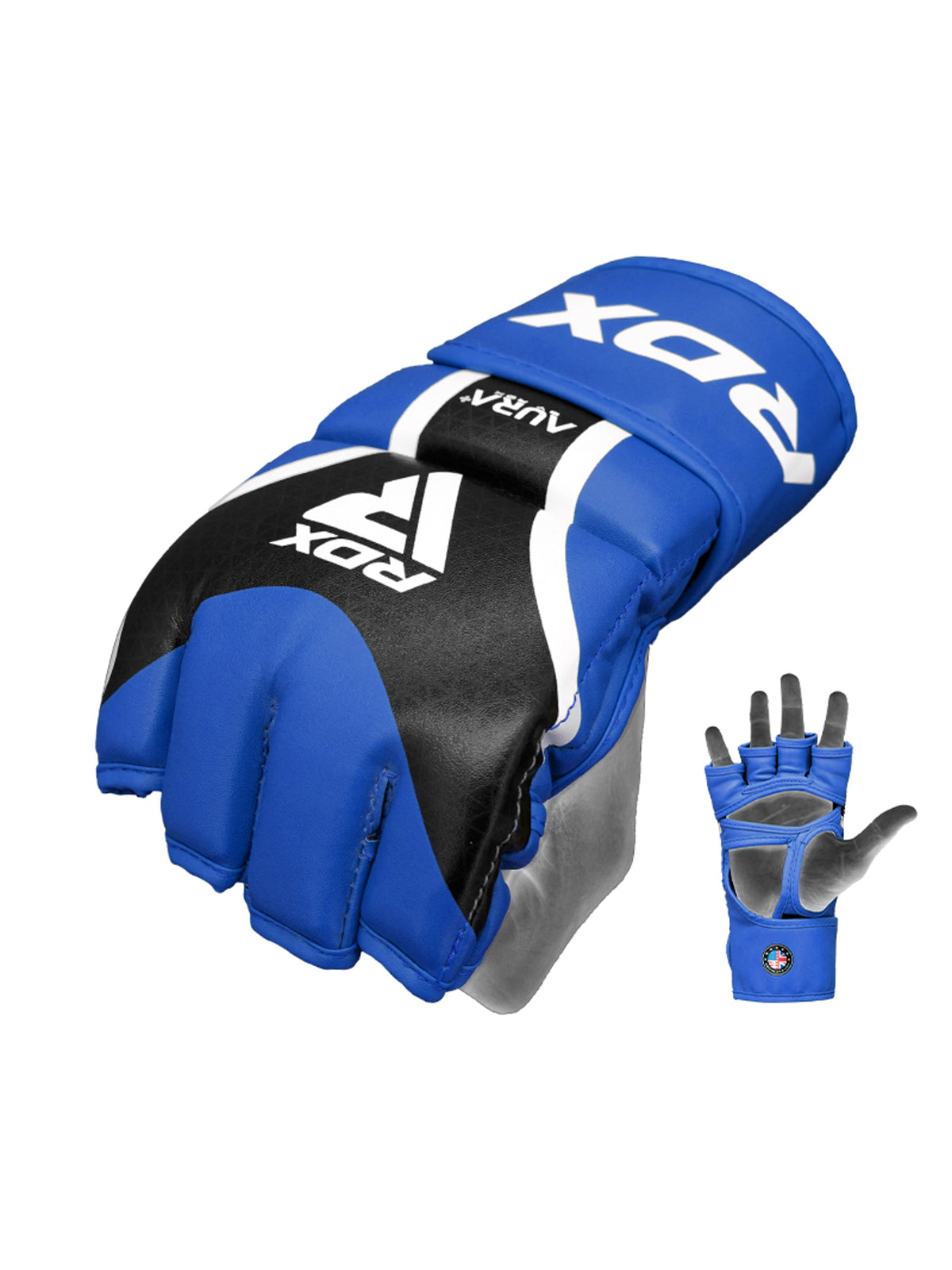 RDX Aura Plus T-17 MMA Grappling Gloves - Blue/Black