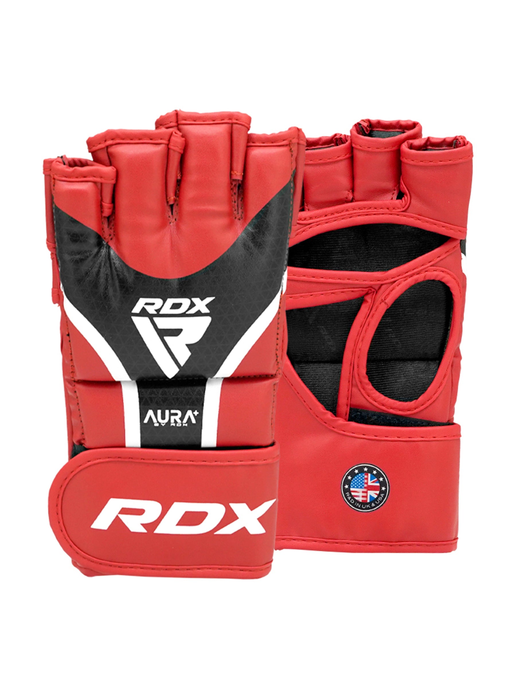 RDX Aura Plus T-17 MMA Grappling Gloves - Red/Black