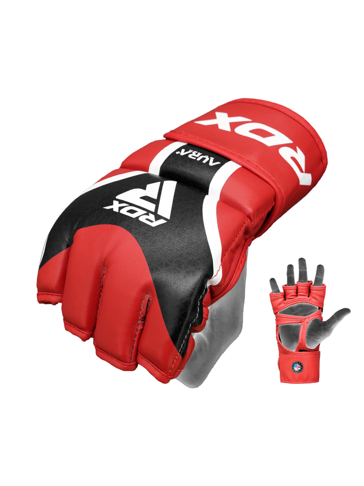 RDX Aura Plus T-17 MMA Grappling Gloves - Red/Black