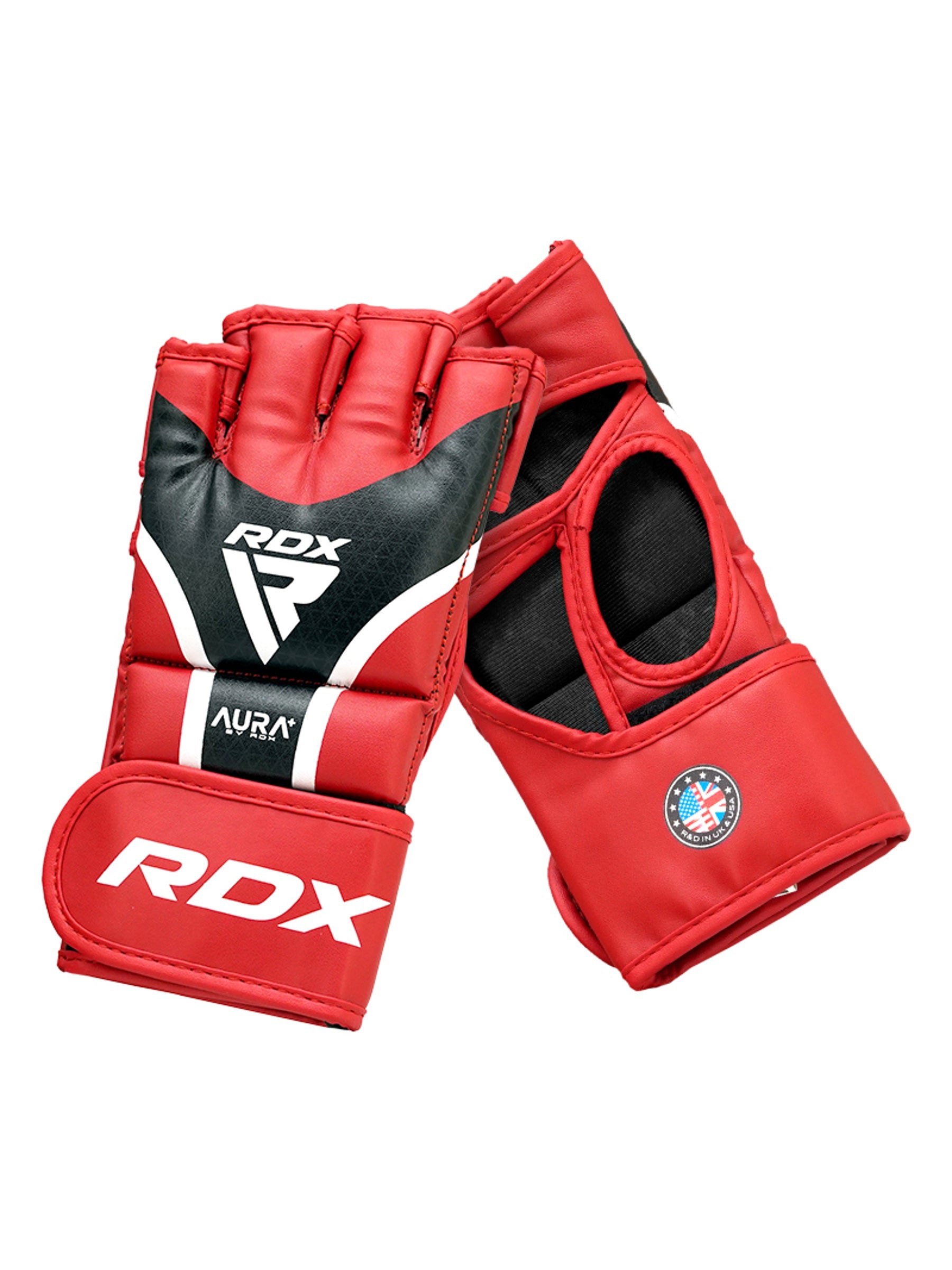 RDX Aura Plus T-17 MMA Grappling Gloves - Red/Black