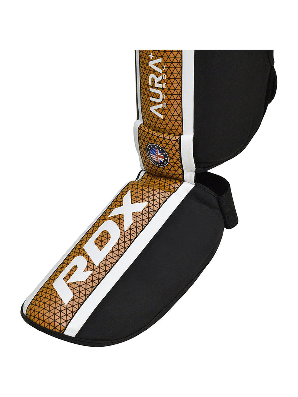 RDX Aura Plus T-17 Shin Instep Guards - Black/Gold
