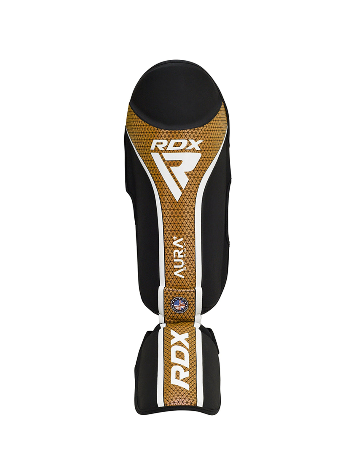 RDX Aura Plus T-17 Shin Instep Guards - Black/Gold