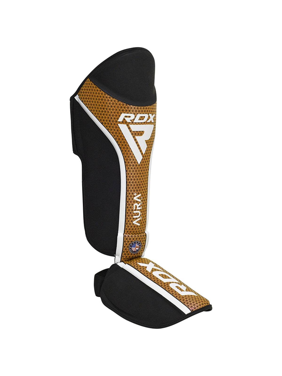 RDX Aura Plus T-17 Shin Instep Guards - Black/Gold