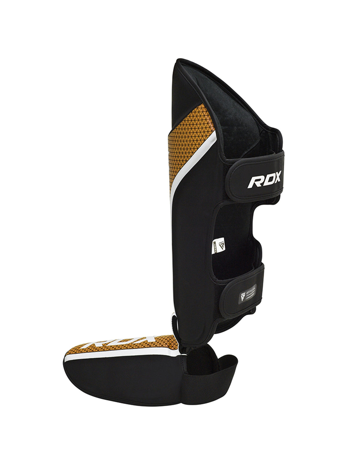 RDX Aura Plus T-17 Shin Instep Guards - Black/Gold