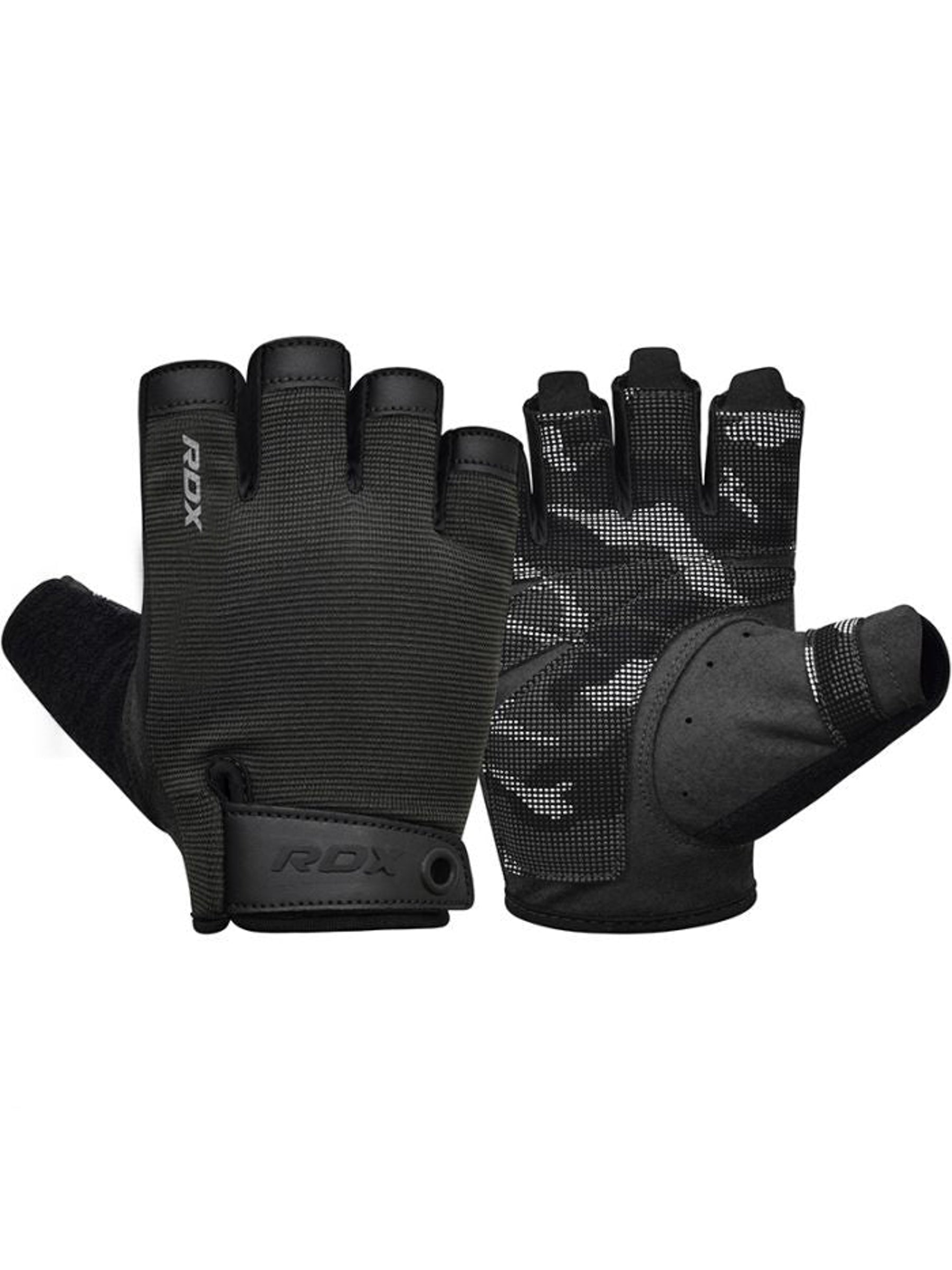 RDX T2 Weightlifting Half Finger Gym Gloves - Black