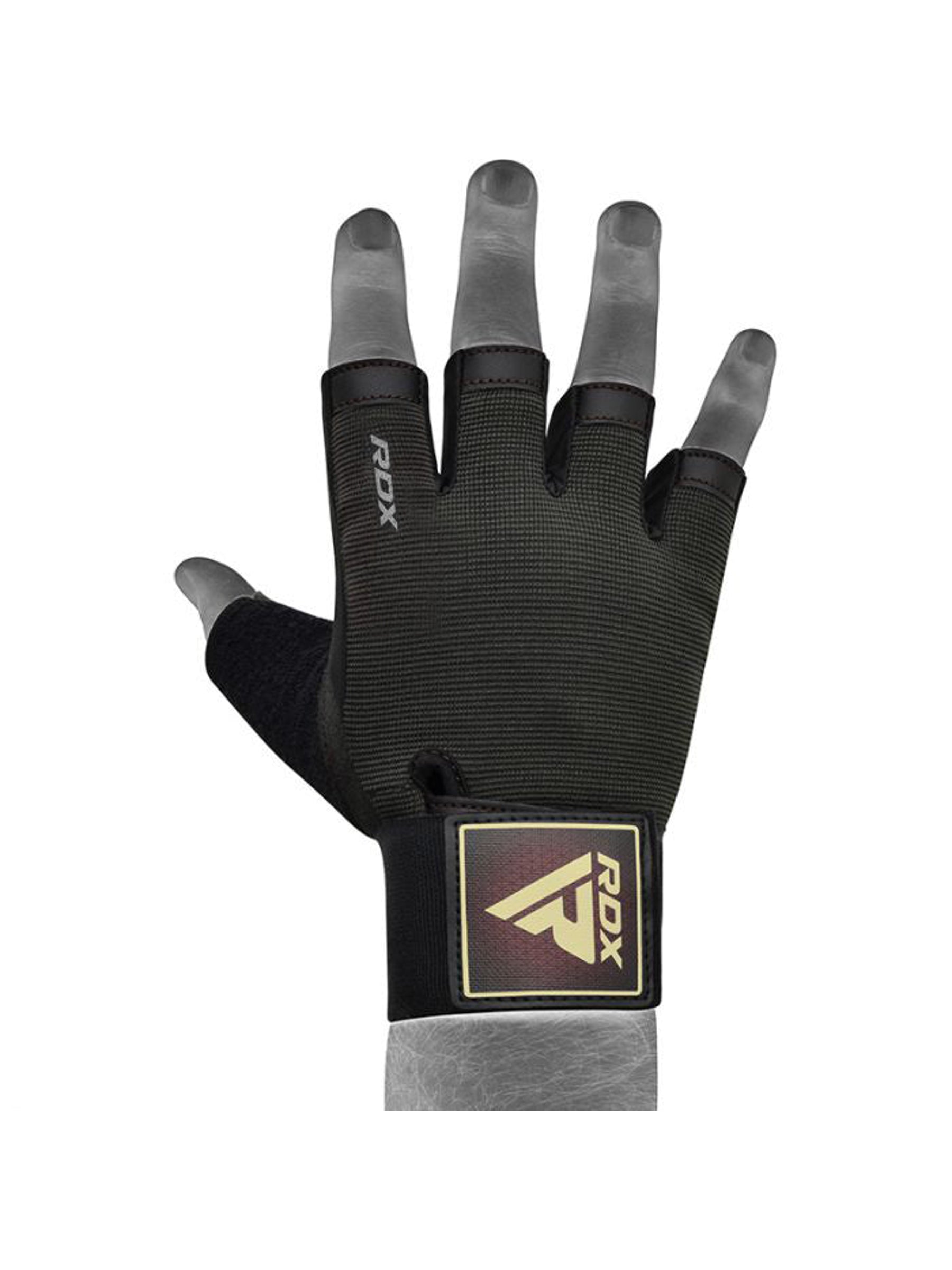 RDX T2 Weightlifting Half Finger Gym Gloves - Brown