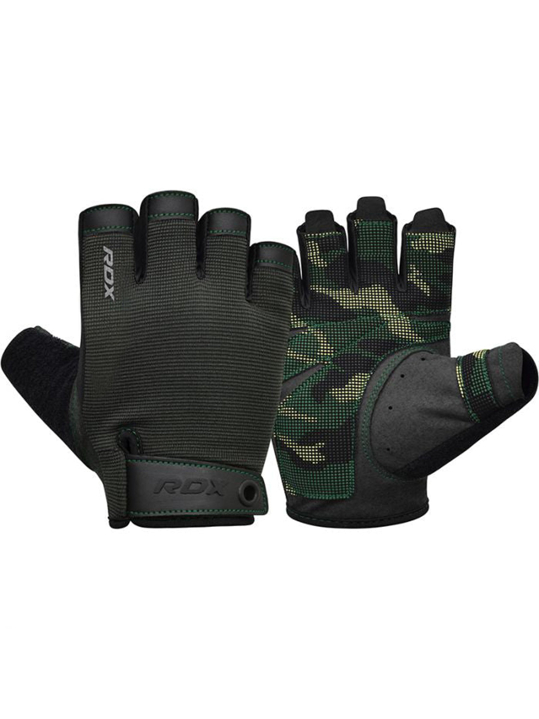 RDX T2 Weightlifting Half Finger Gym Gloves - Army Green