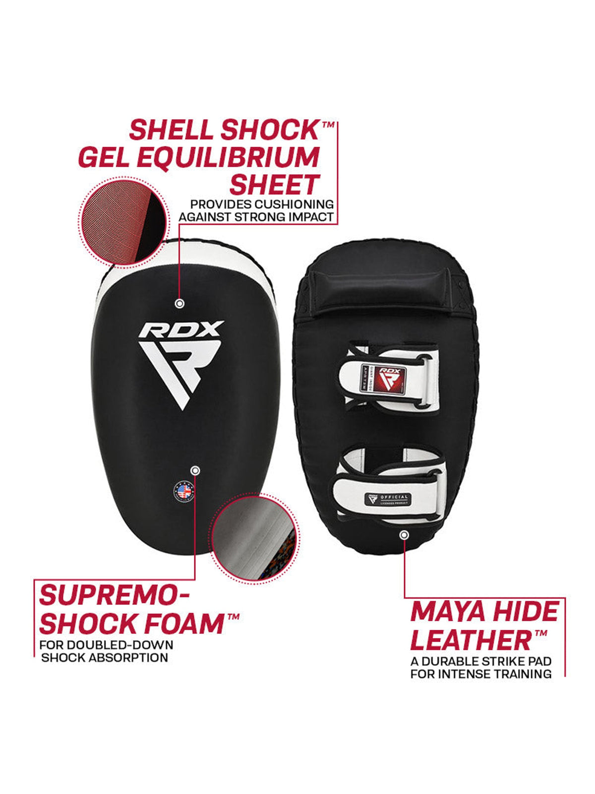 RDX T3 Muay Thai Kick Pads - White/Black