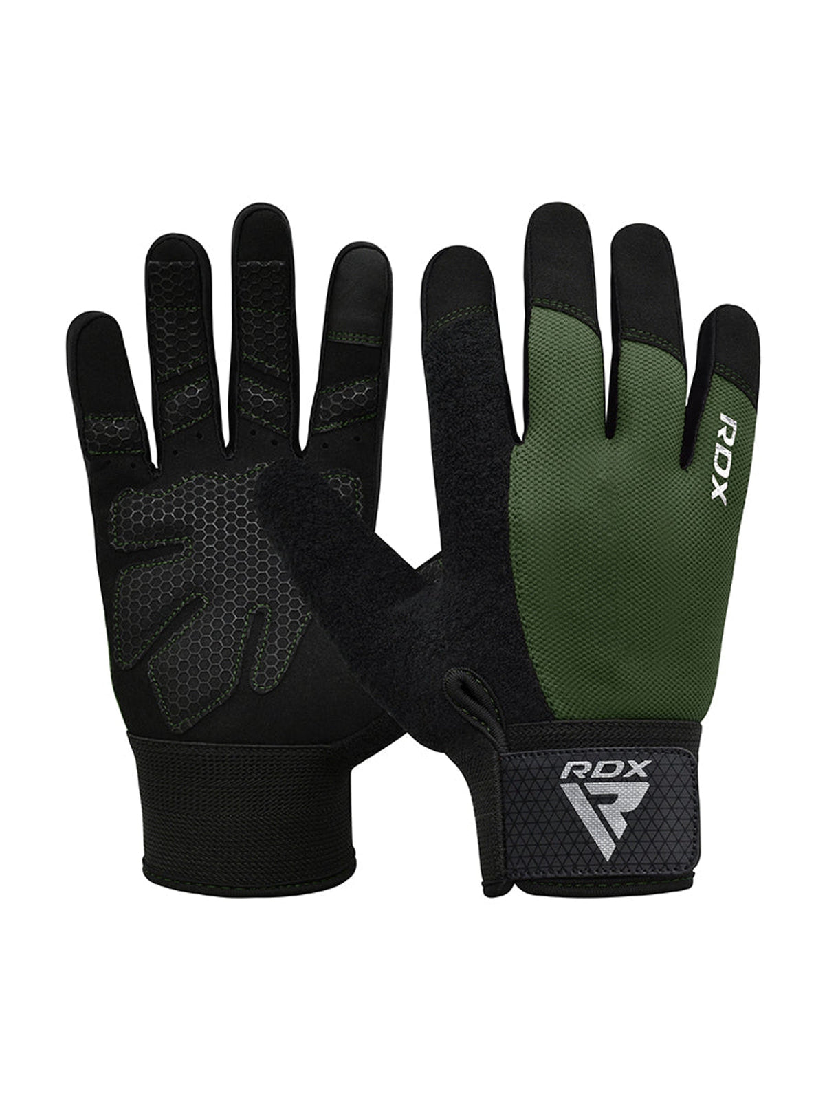 RDX W1F Full Finger Gym Workout Gloves - Army Green