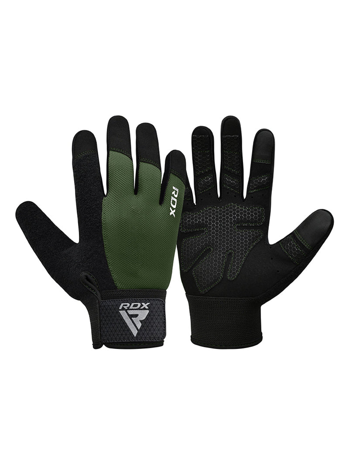 RDX W1F Full Finger Gym Workout Gloves - Army Green