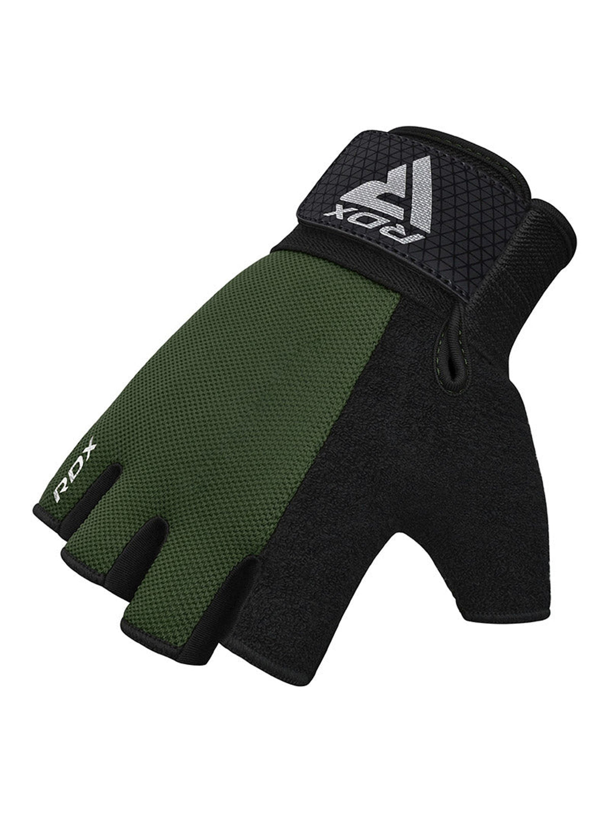RDX W1H Half Finger Gym Workout Gloves - Army Green