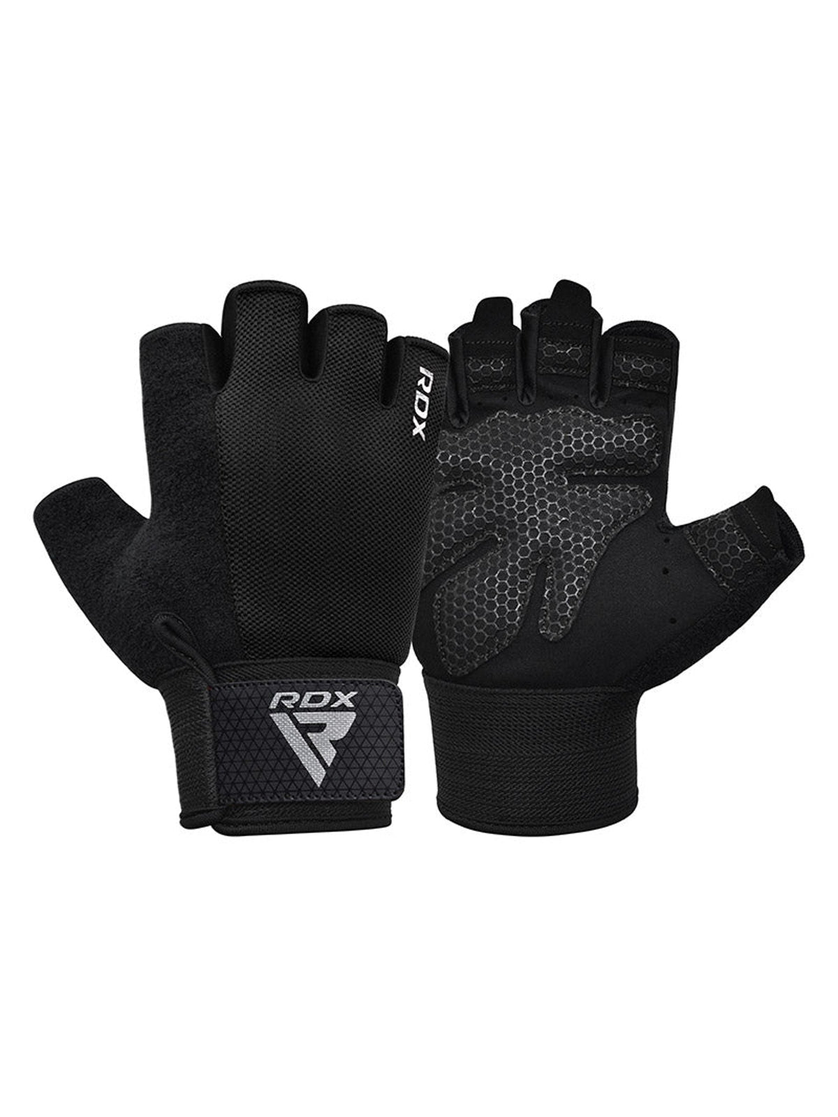 RDX W1H Half Finger Gym Workout Gloves - Black
