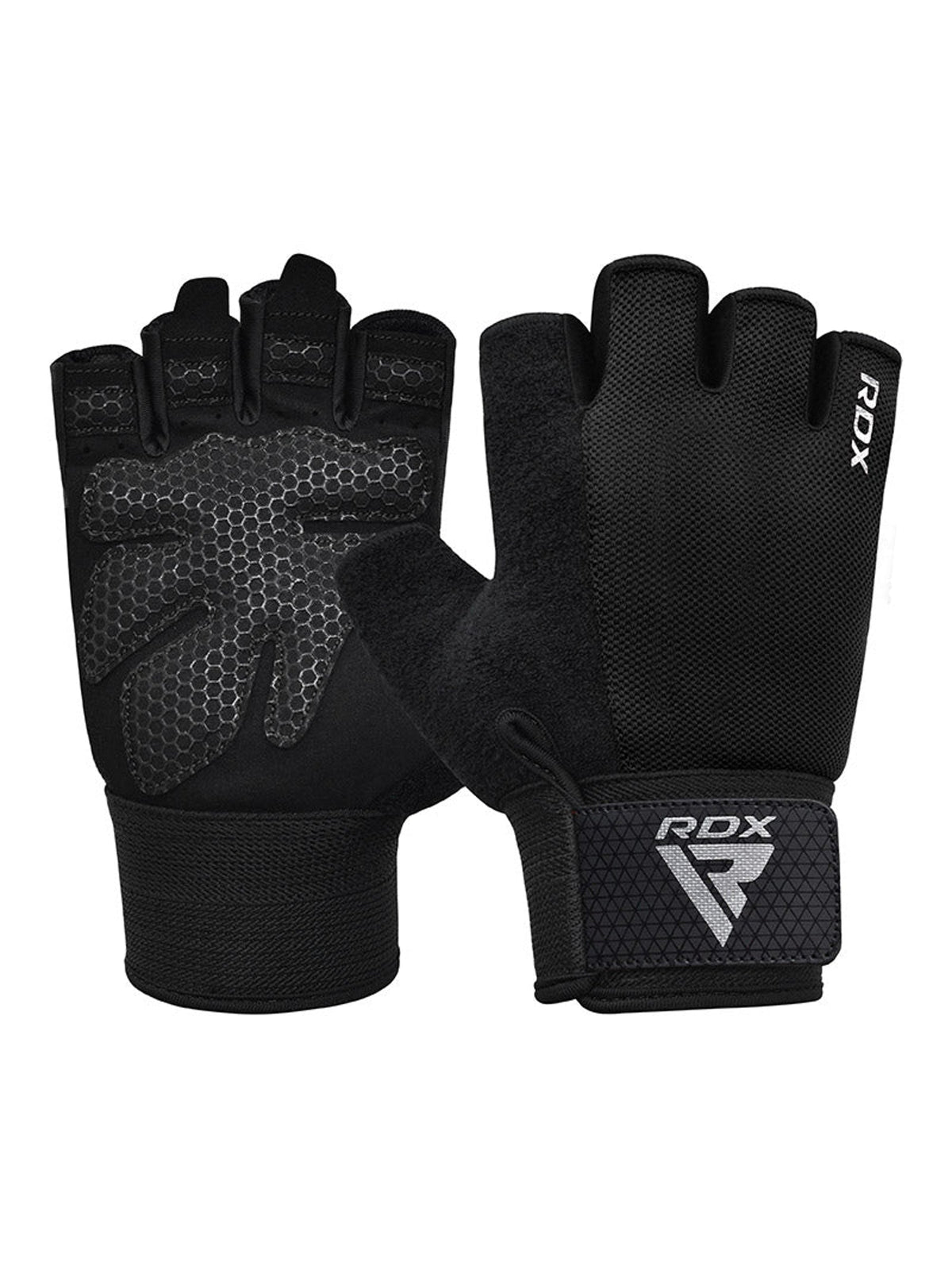 RDX W1H Half Finger Gym Workout Gloves - Black