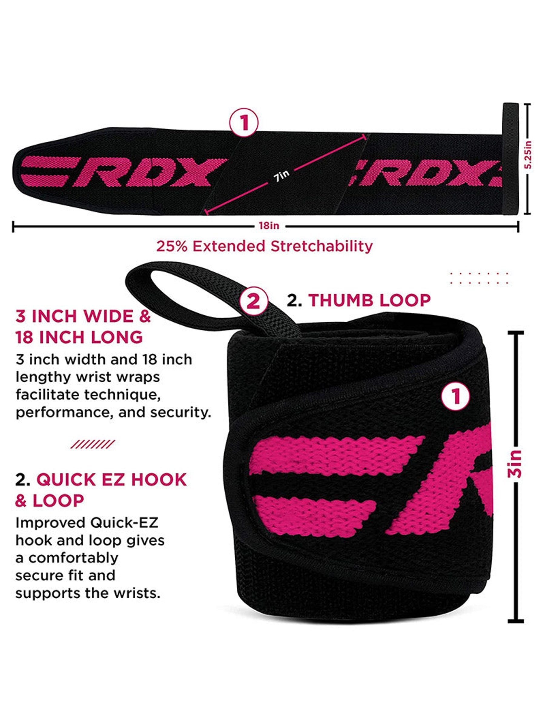 RDX W2 Bodybuilding Wrist Wraps - Pink