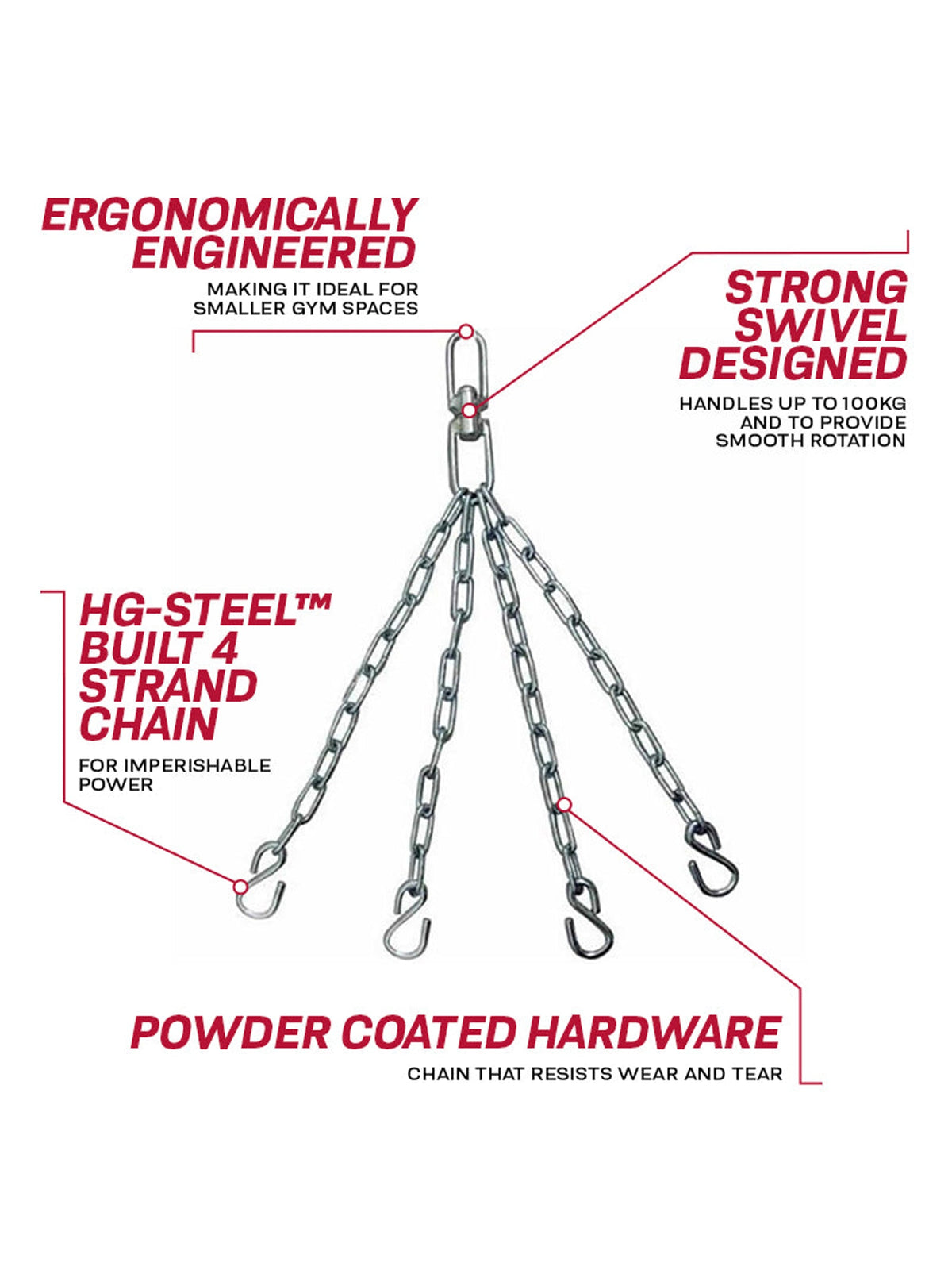 RDX X14 Punch Bag Chains, silver, feature graphic