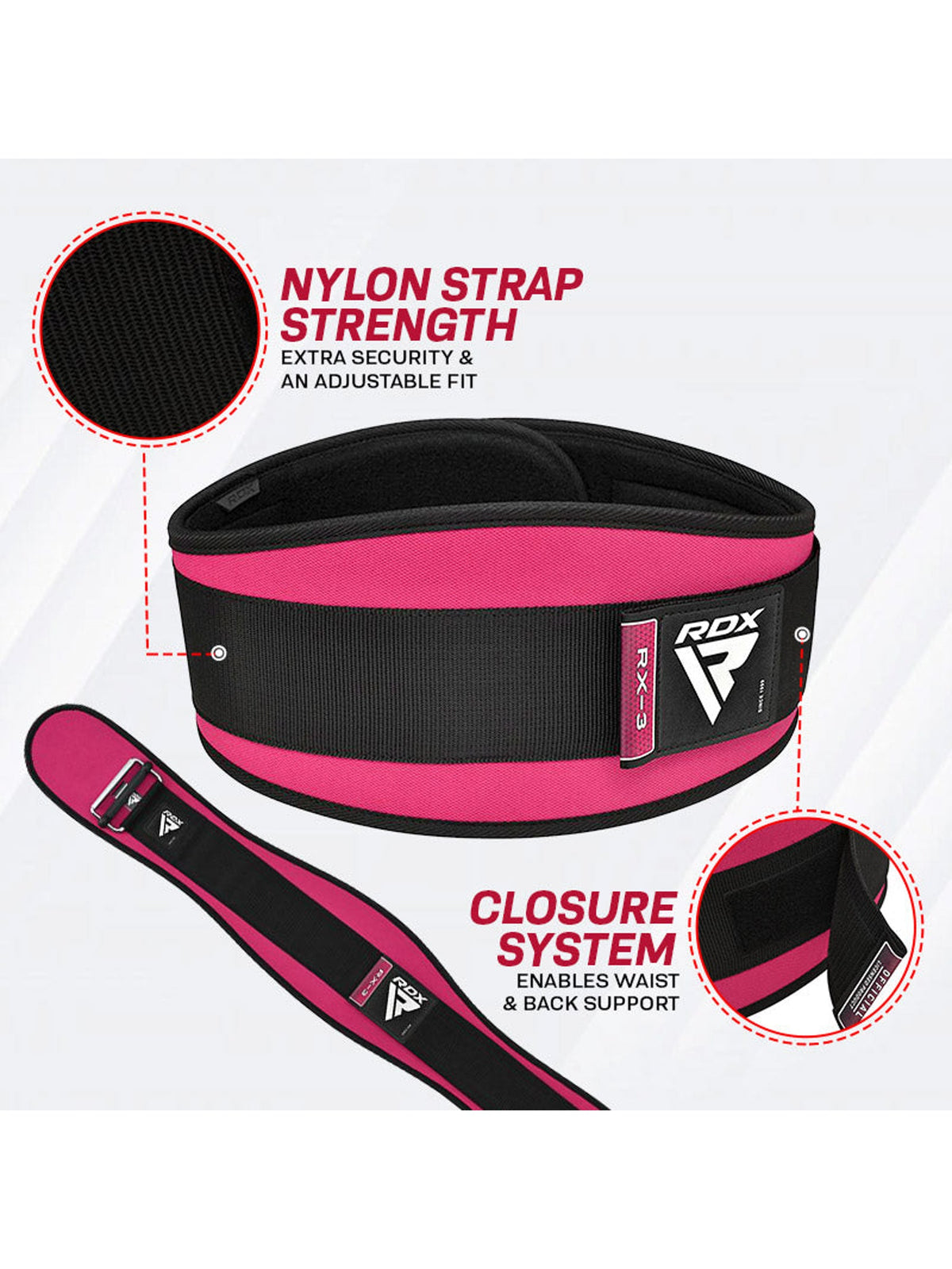 RDX X3 6-Inch Weightlifting Neoprene Gym Belt for Women - Sharp Pink