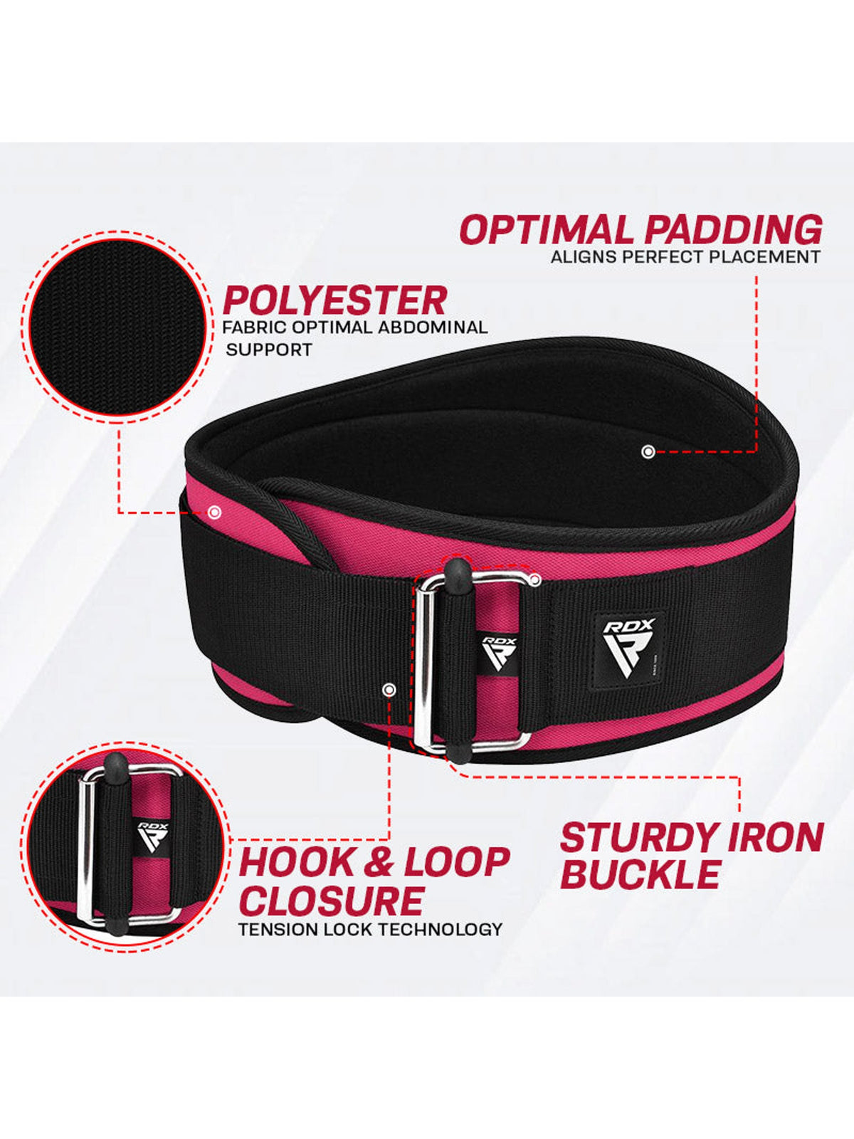 RDX X3 6-Inch Weightlifting Neoprene Gym Belt for Women - Sharp Pink