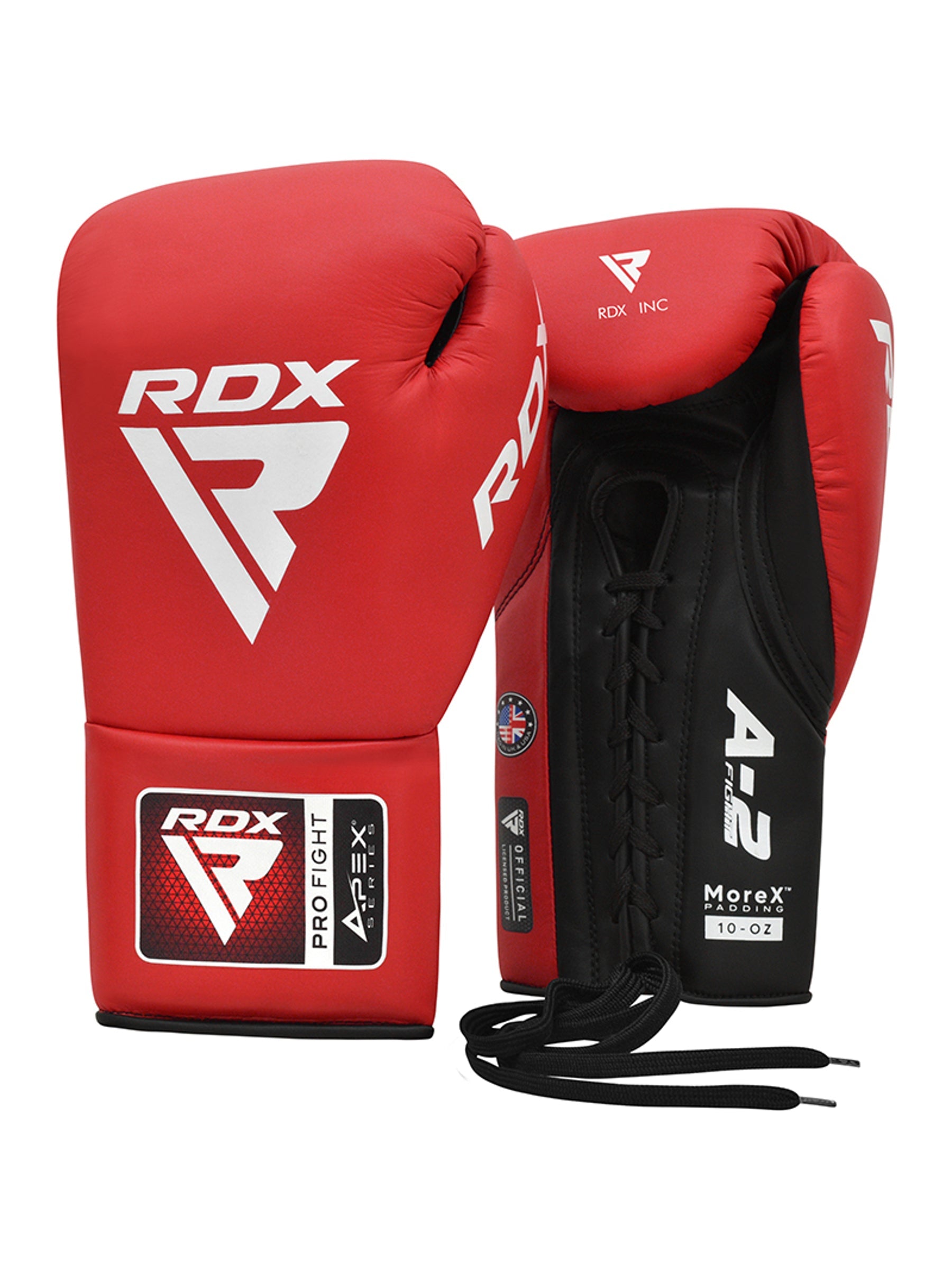 RDX APEX Competition Fight Lace Up Boxing Gloves - Red