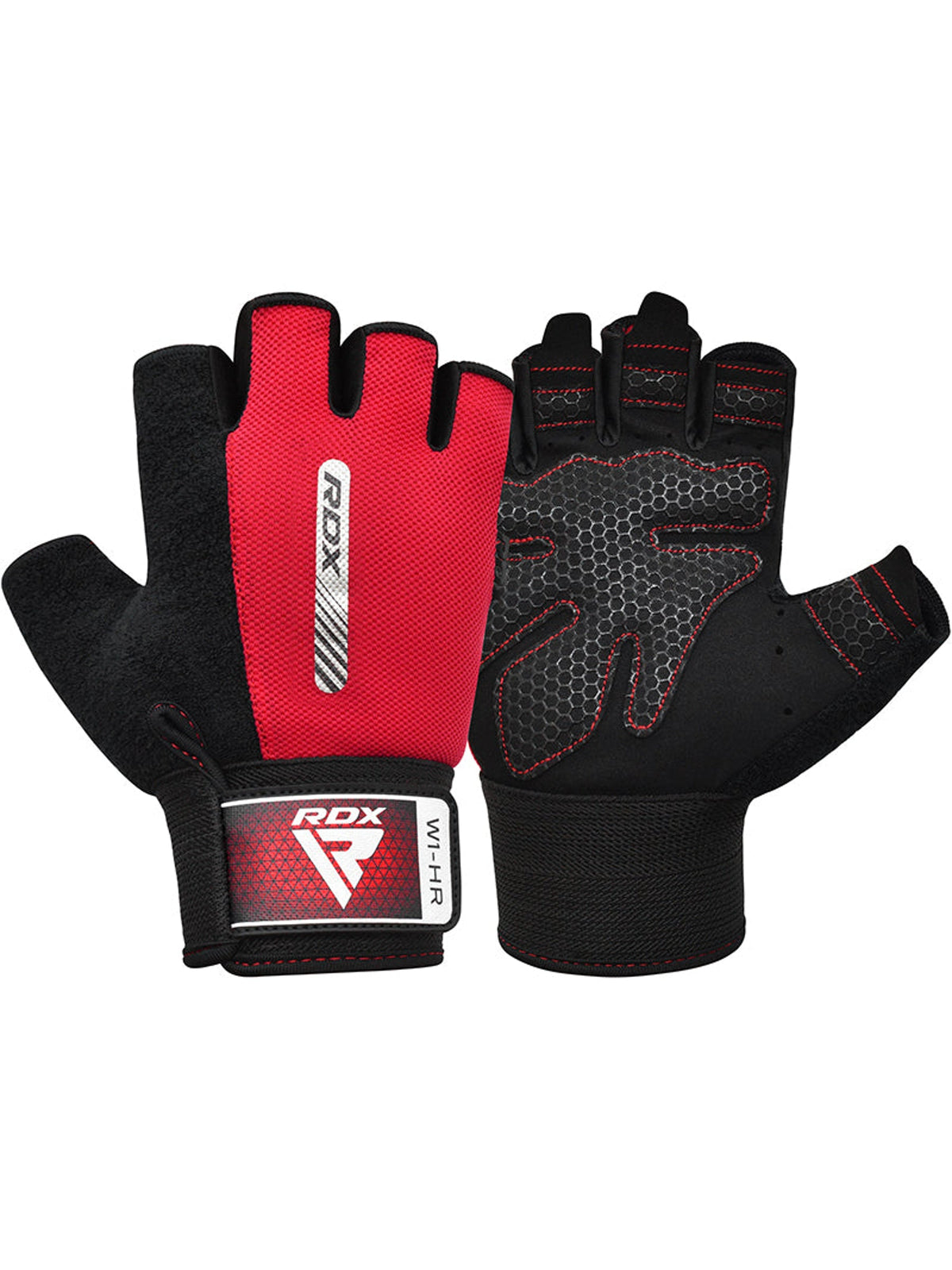 RDX W1H Half Finger Gym Workout Gloves, red, image 2
