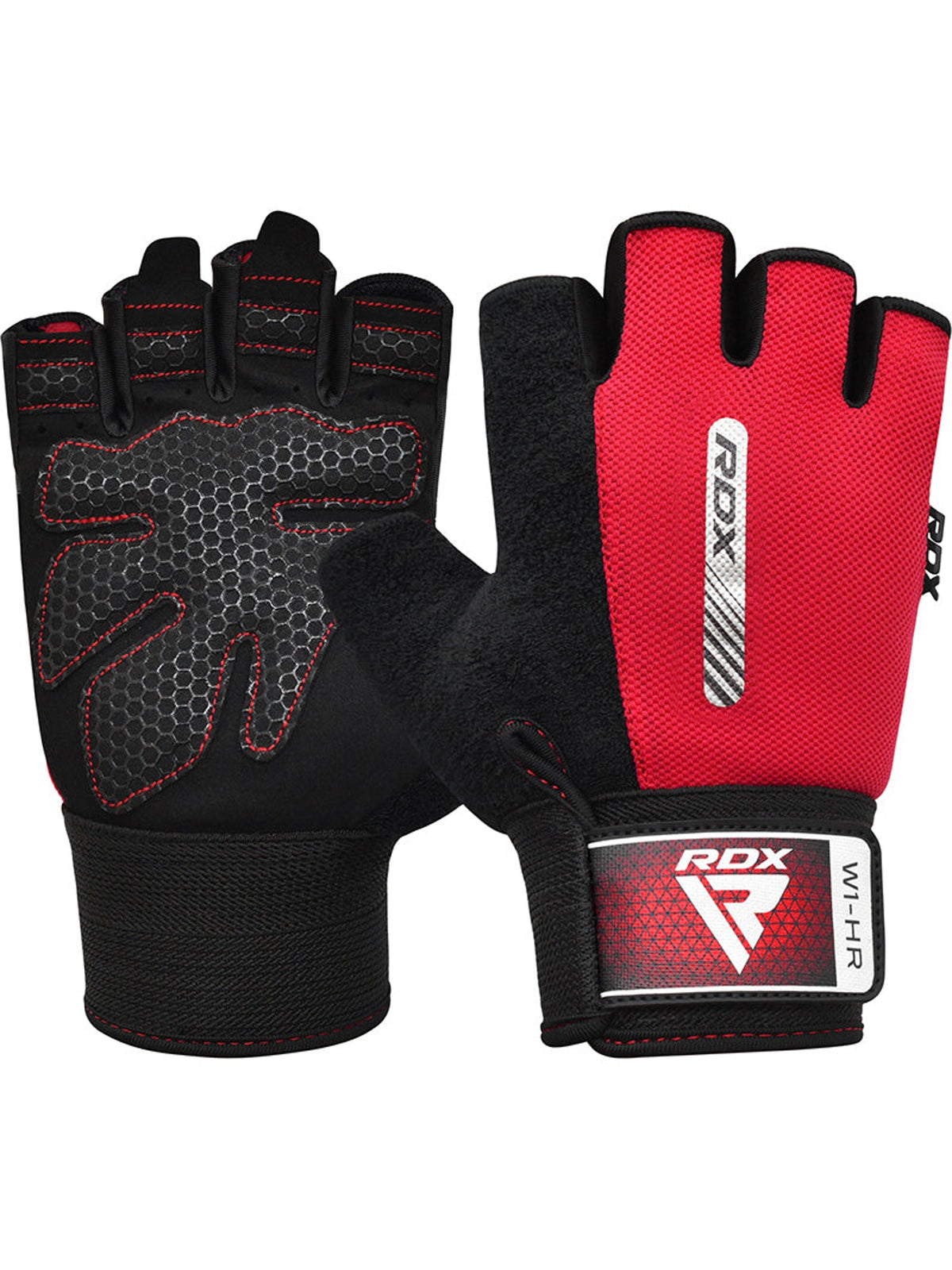 RDX W1H Half Finger Gym Workout Gloves, red, image 3
