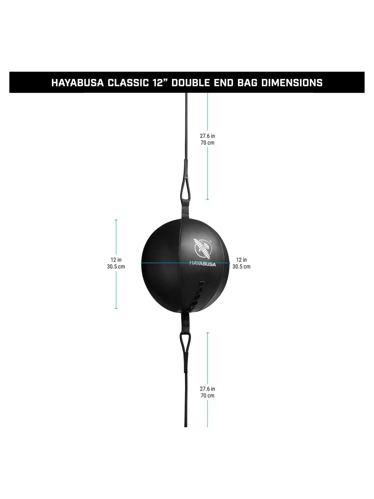 Hayabusa Classic 12" Double End Bag, black, size chart