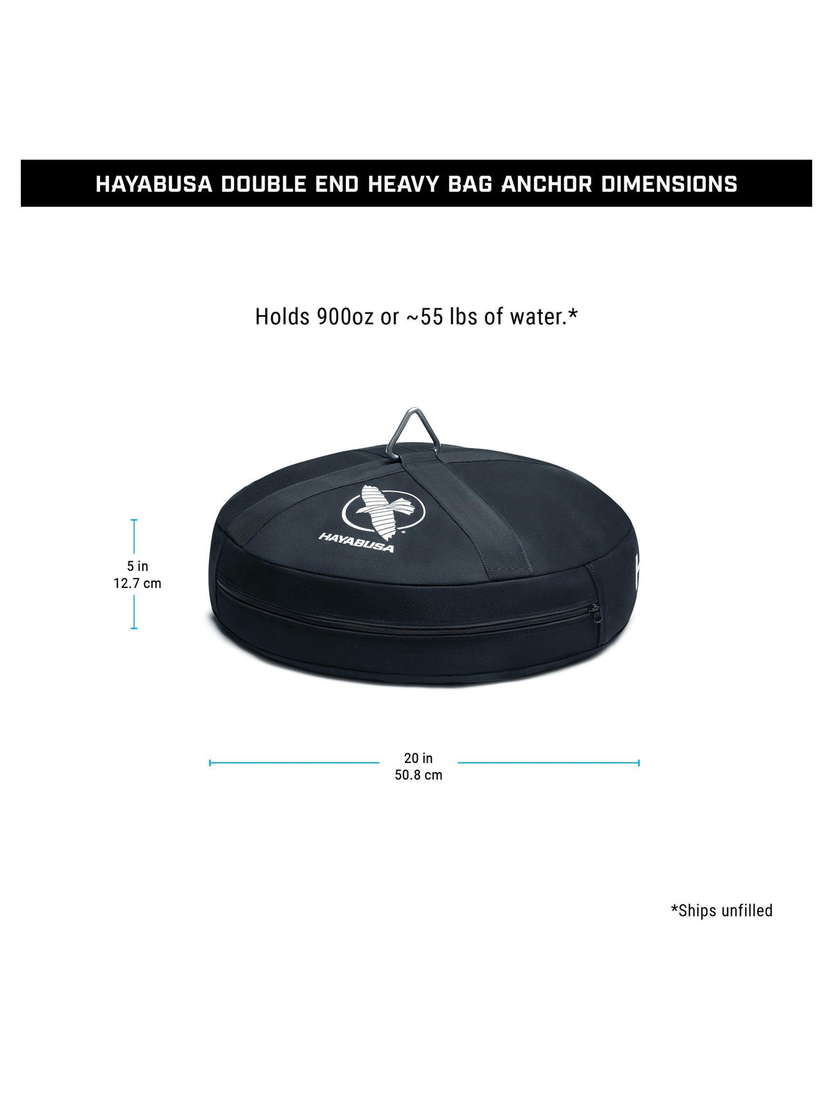 Hayabusa Double End Heavy Bag Anchor, black, size chart