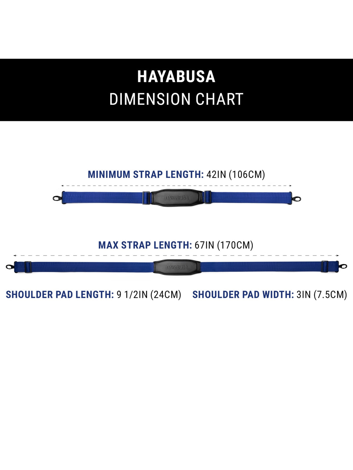 Hayabusa Jiu-Jitsu Ranked Duffle Strap, size chart